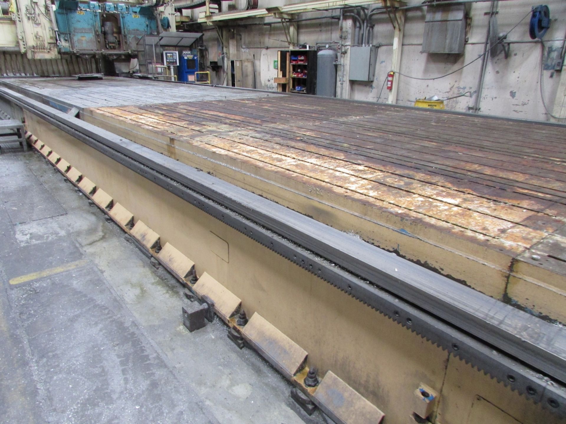 T-SLOTTED GANTRY MILL TABLE, 120' X 160", 125' BEDWAY LENGTH - Image 3 of 18