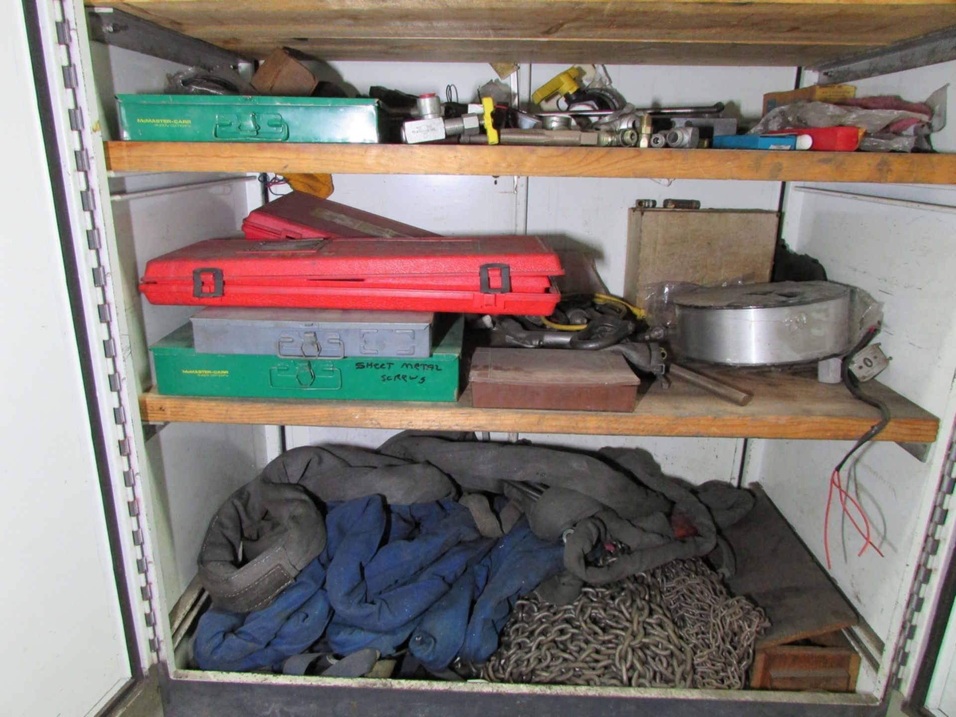 LOT - (1) 2-DOOR CABINET & (1) SHELF UNIT, W/ CONTENTS: ASSORTED PIPE AND CONDUIT FITTINGS, - Image 4 of 7