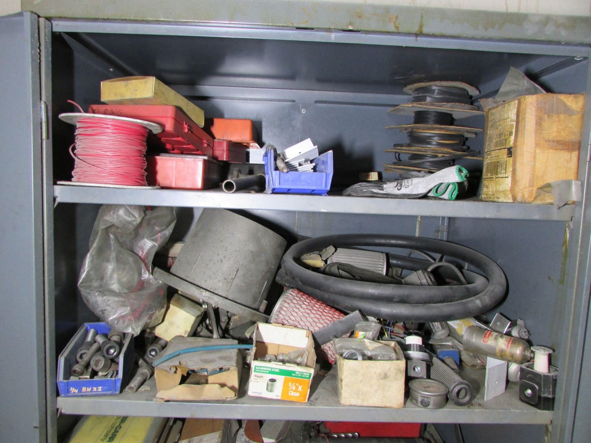 LOT - (3) 2-DOOR CABINETS, W/ CONTENTS: ASSORTED PARTS, FUSES, HARDWARE, ETC. - Image 6 of 10