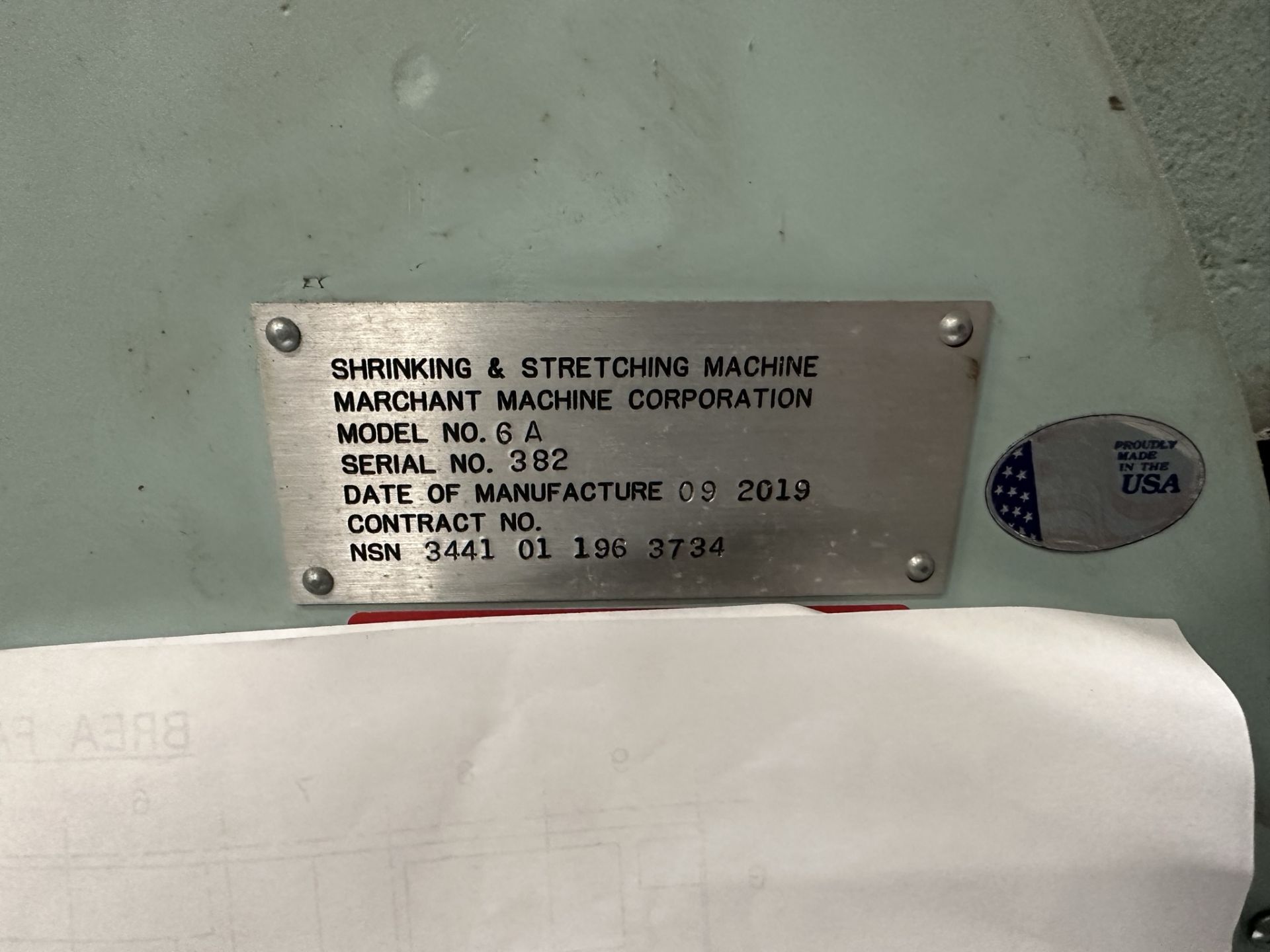 2019 MARCHANT MACHINE CORP SHRINKING AND STRETCHING MACHINE, MODEL 6A, S/N 382 - Image 4 of 4