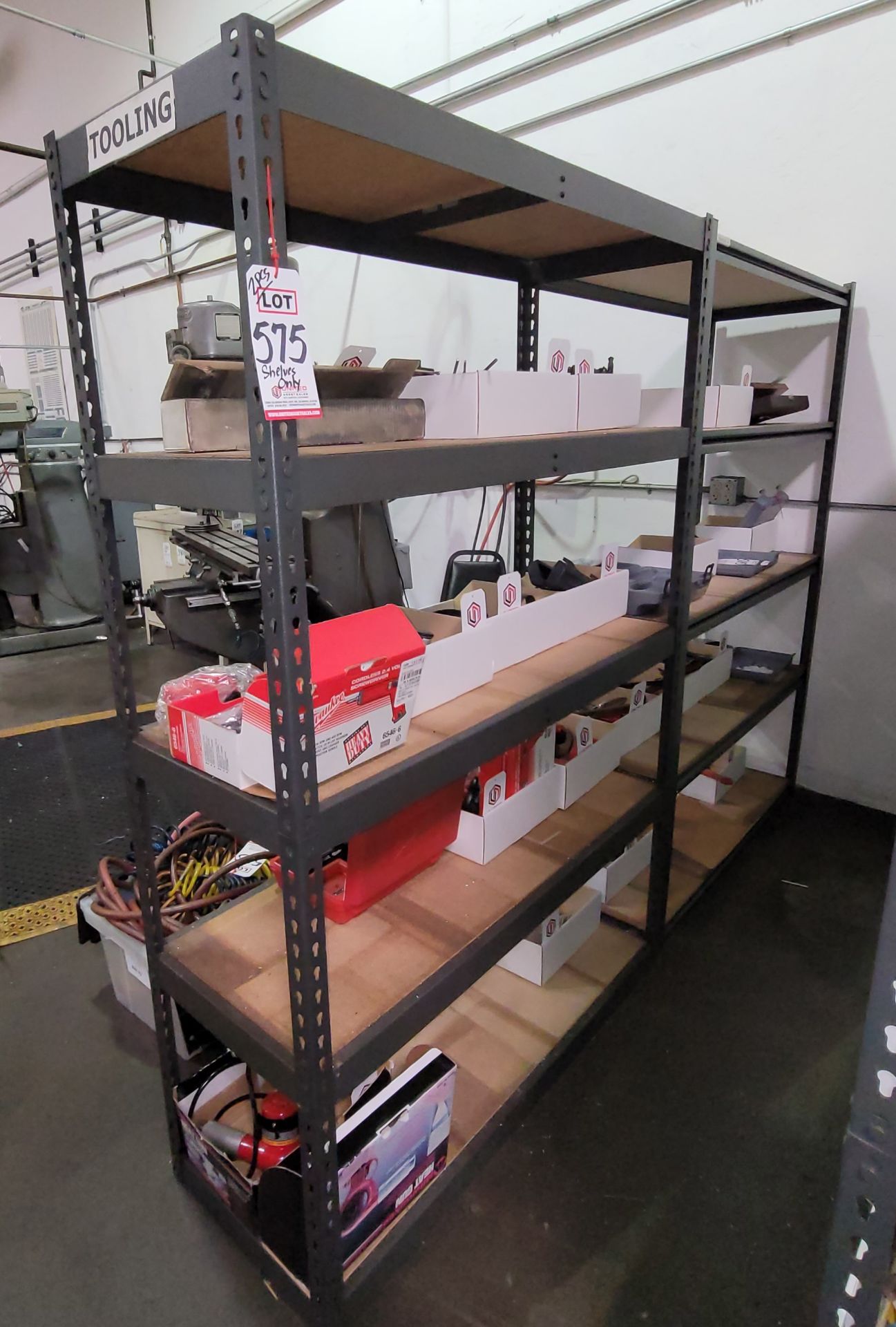 LOT - (2) SHELF UNITS, 4' X 18" X 6' HT, CONTENTS NOT INCLUDED, (DELAYED PICKUP UNTIL JANUARY 20)