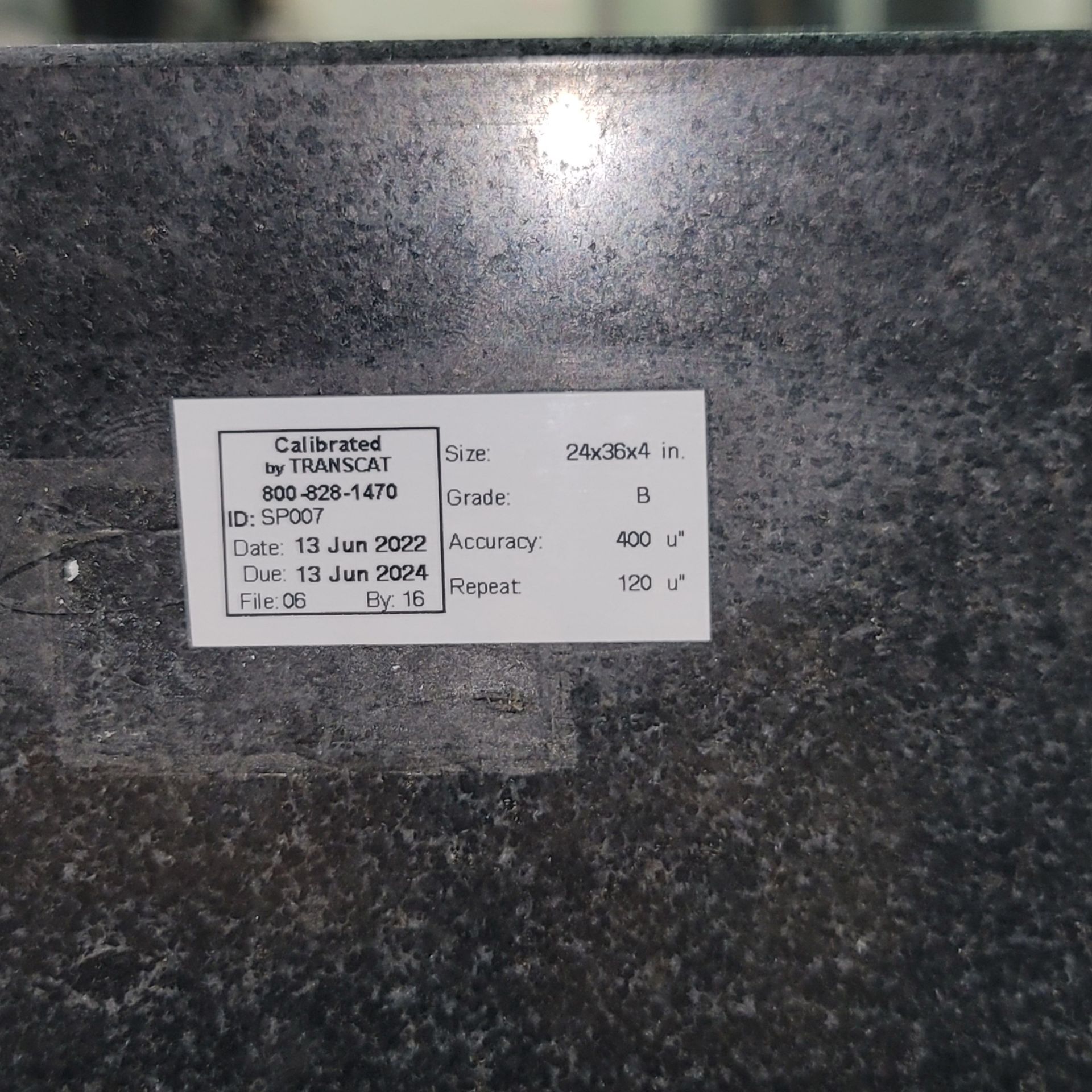 GRANITE SURFACE PLATE, 3' X 2' X 4", W/ STAND, ON CASTERS - Image 2 of 2