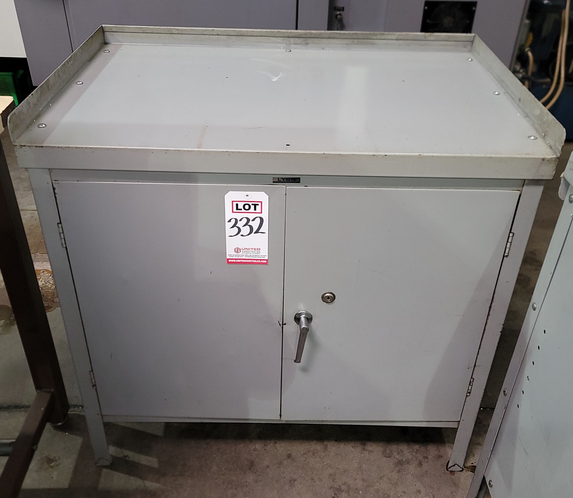 LYON WORKTOP STORAGE CABINET, 3' X 2' X 34" HT, CONTENTS NOT INCLUDED