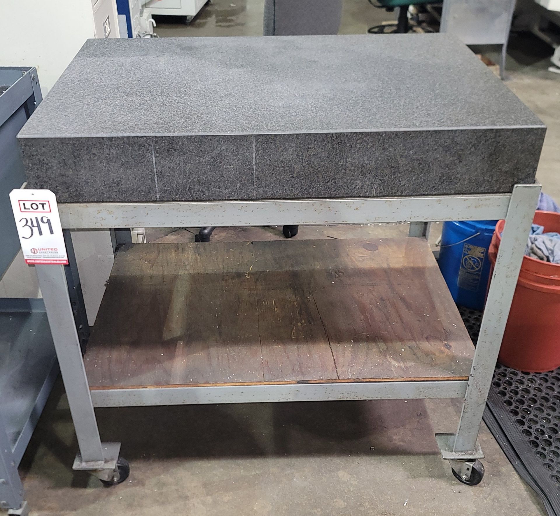 PYRAMID GRANITE SURFACE PLATE, 3' X 2' X 5" , W/ STAND, ON CASTERS