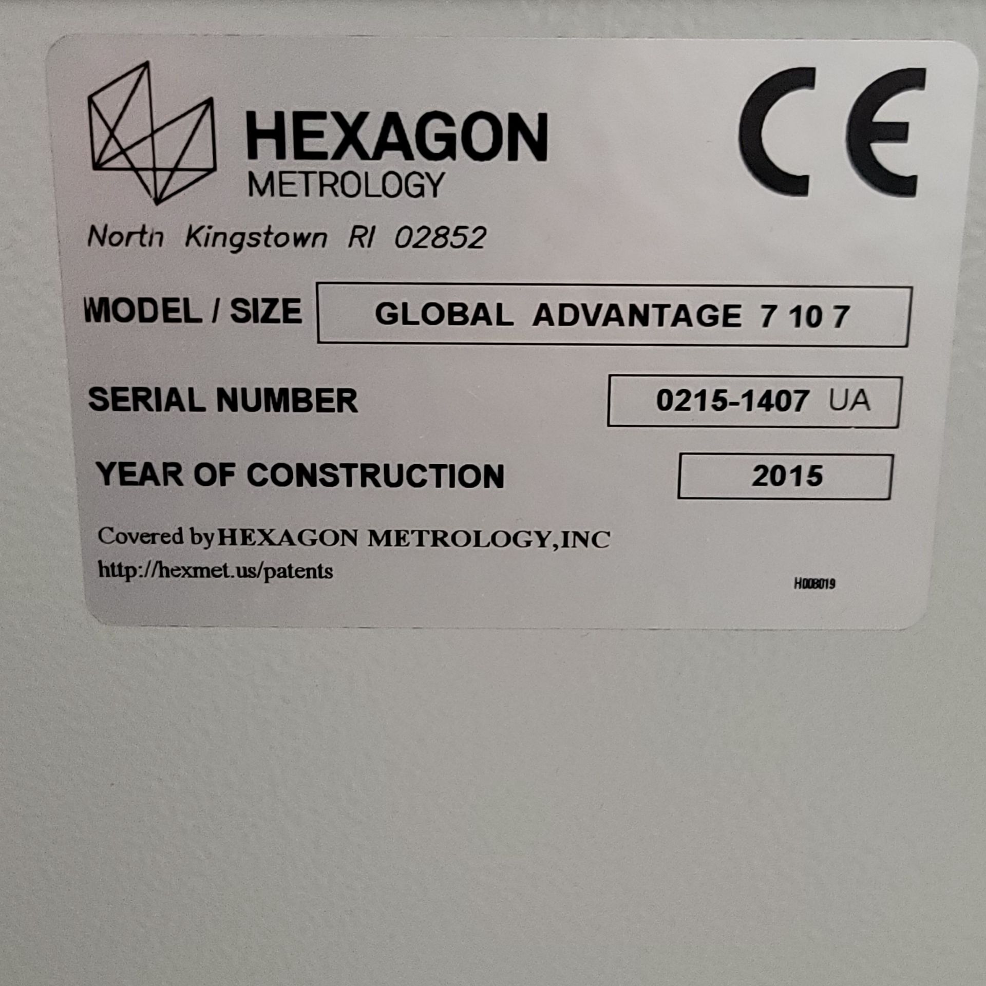 2015 HEXAGON GLOBAL ADVANTAGE 7.10.7 COORDINATE MEASURING MACHINE, XYZ TRAVELS: 78" X 33" X 25", - Image 19 of 22