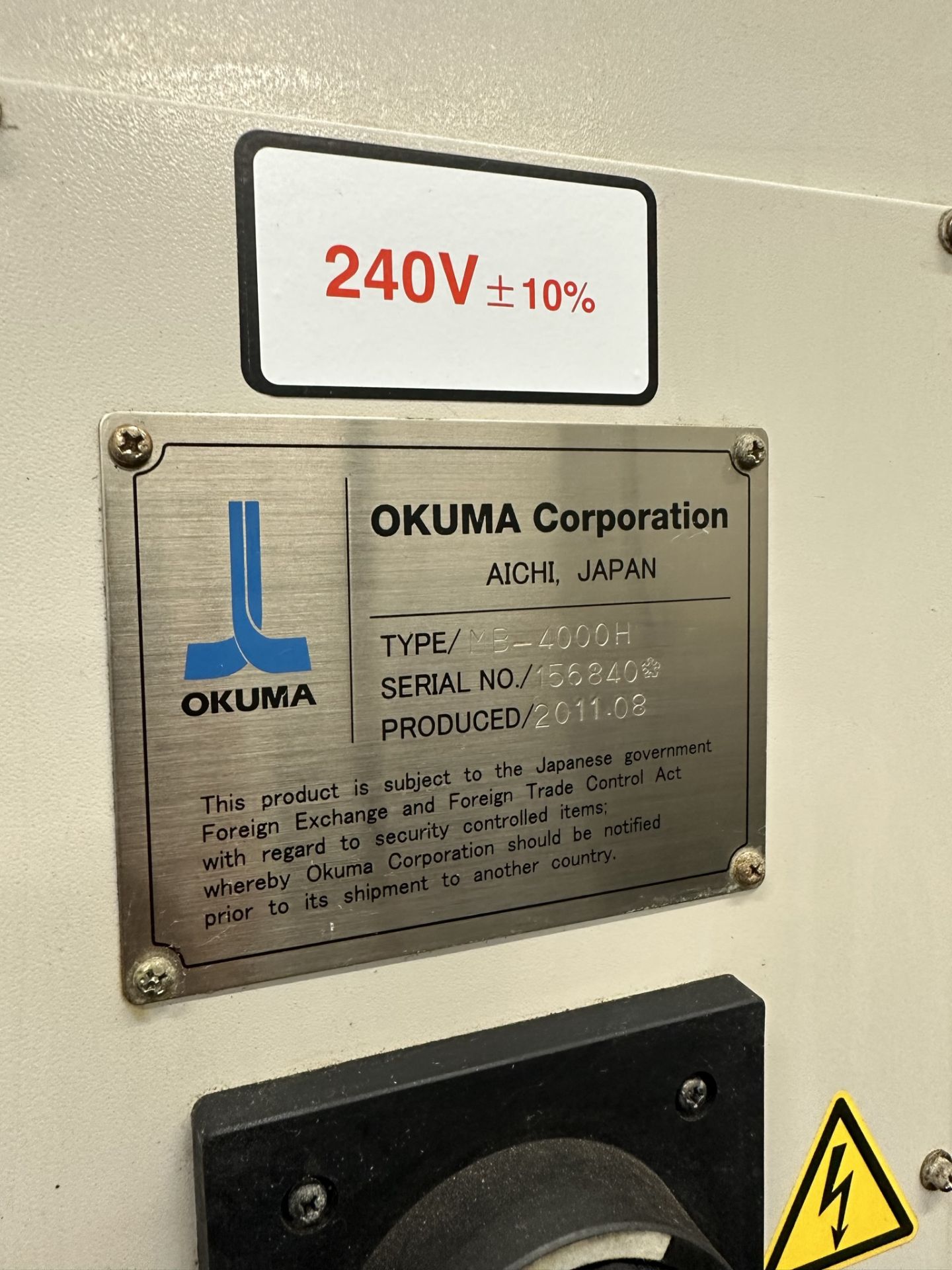 2011 OKUMA MB-4000H HORIZONTAL MACHINING CENTER, OSP-P200MA CNC CONTROL, XYZ TRAVELS: 22" X 22" X - Image 12 of 27