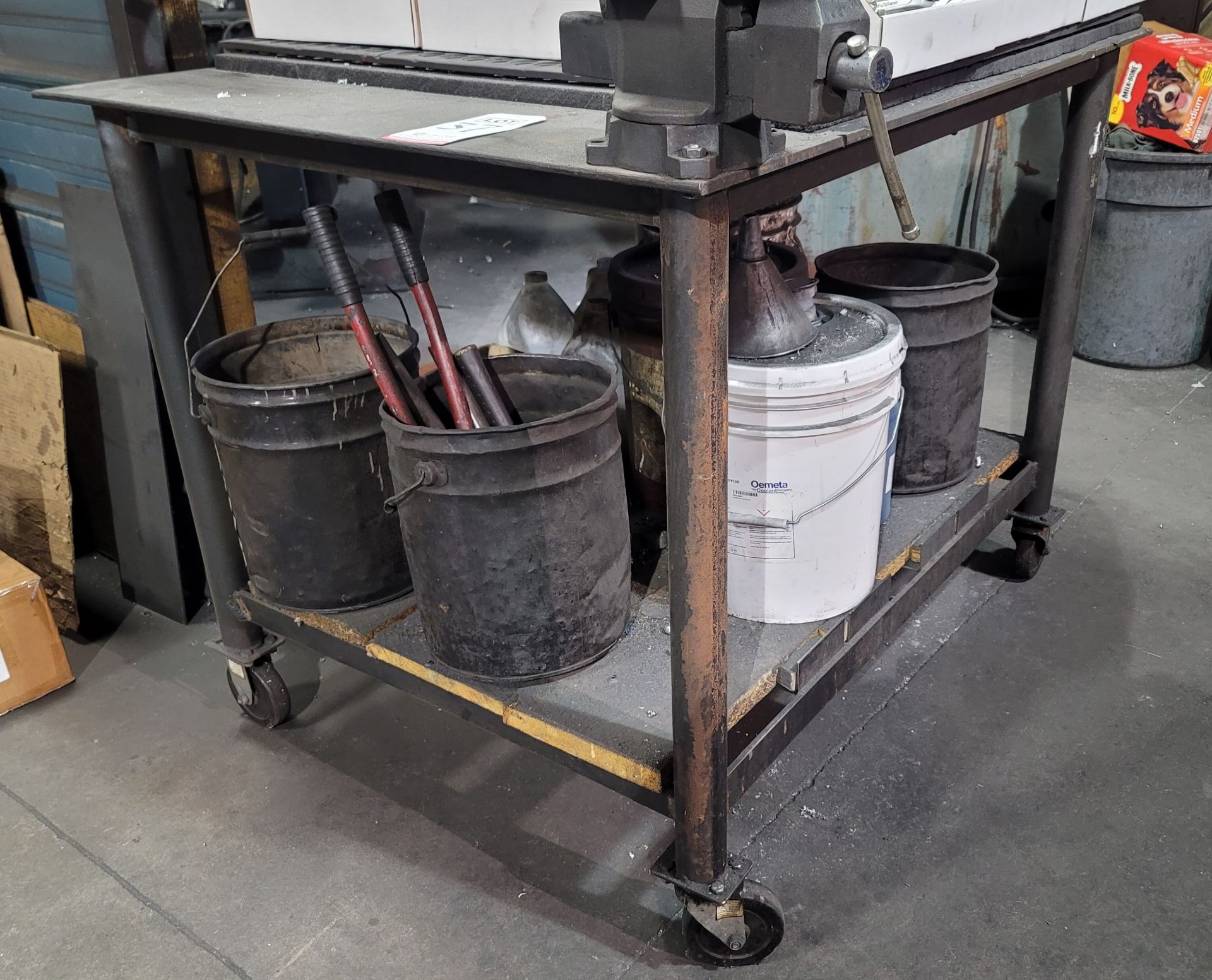 WELDING TABLE ON CASTERS, 48" X 38" X 7/16" TOP