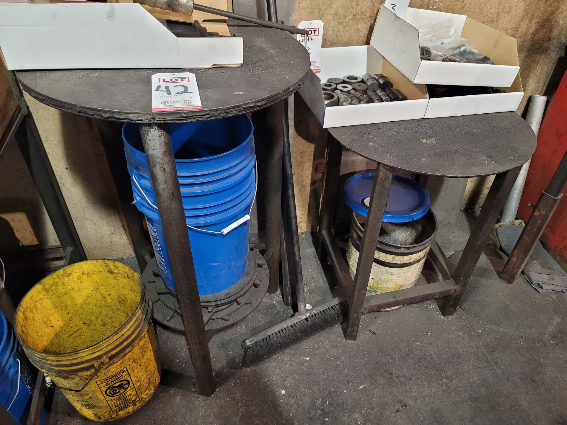 LOT - (2) ROUND TOP METAL TABLES