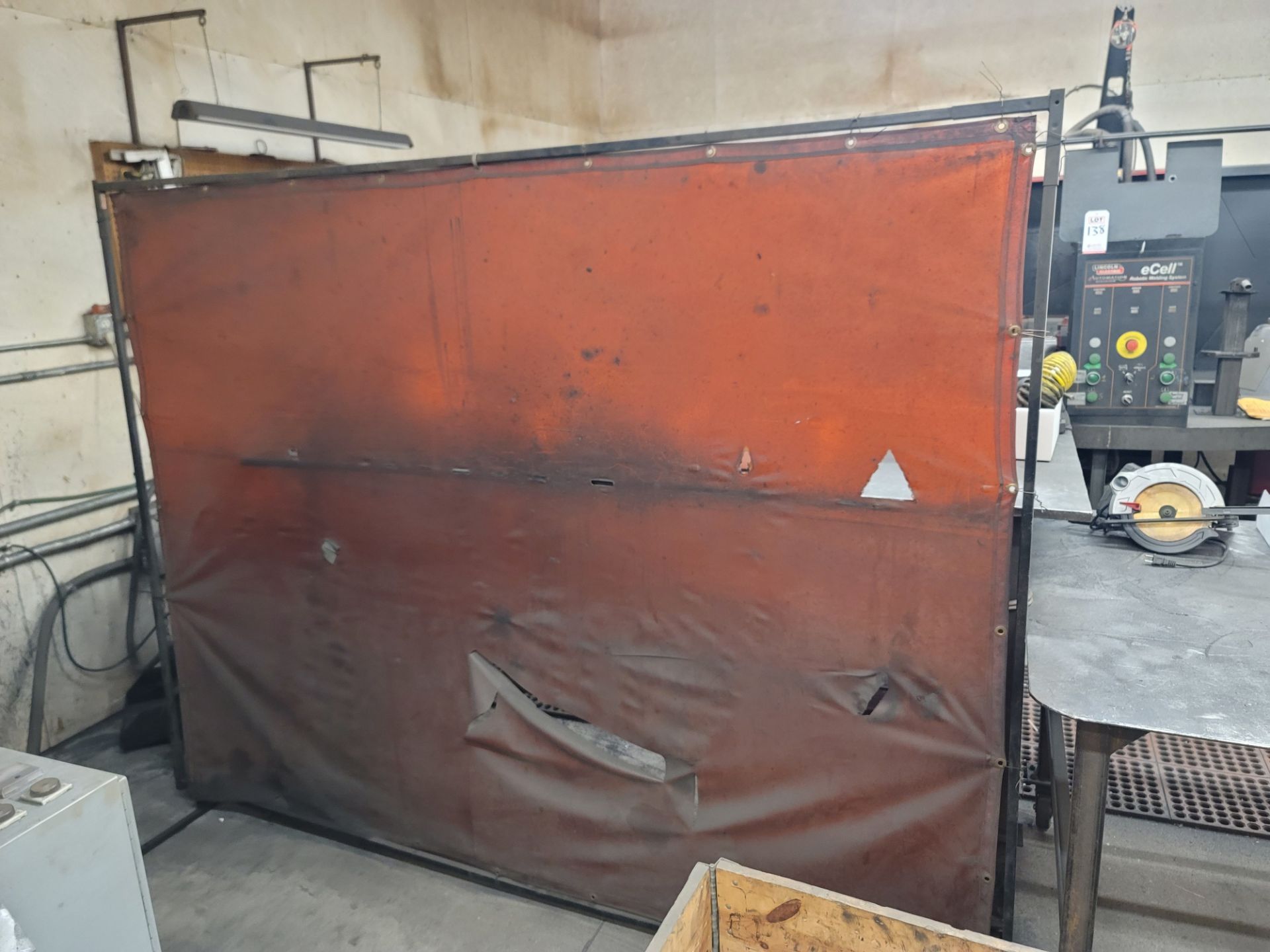 WELDING TABLE, 10' X 18" X 1/4" TOP, W/ CURTAIN, ITEMS ON TOP OF TABLE NOT INCLUDED - Image 2 of 2