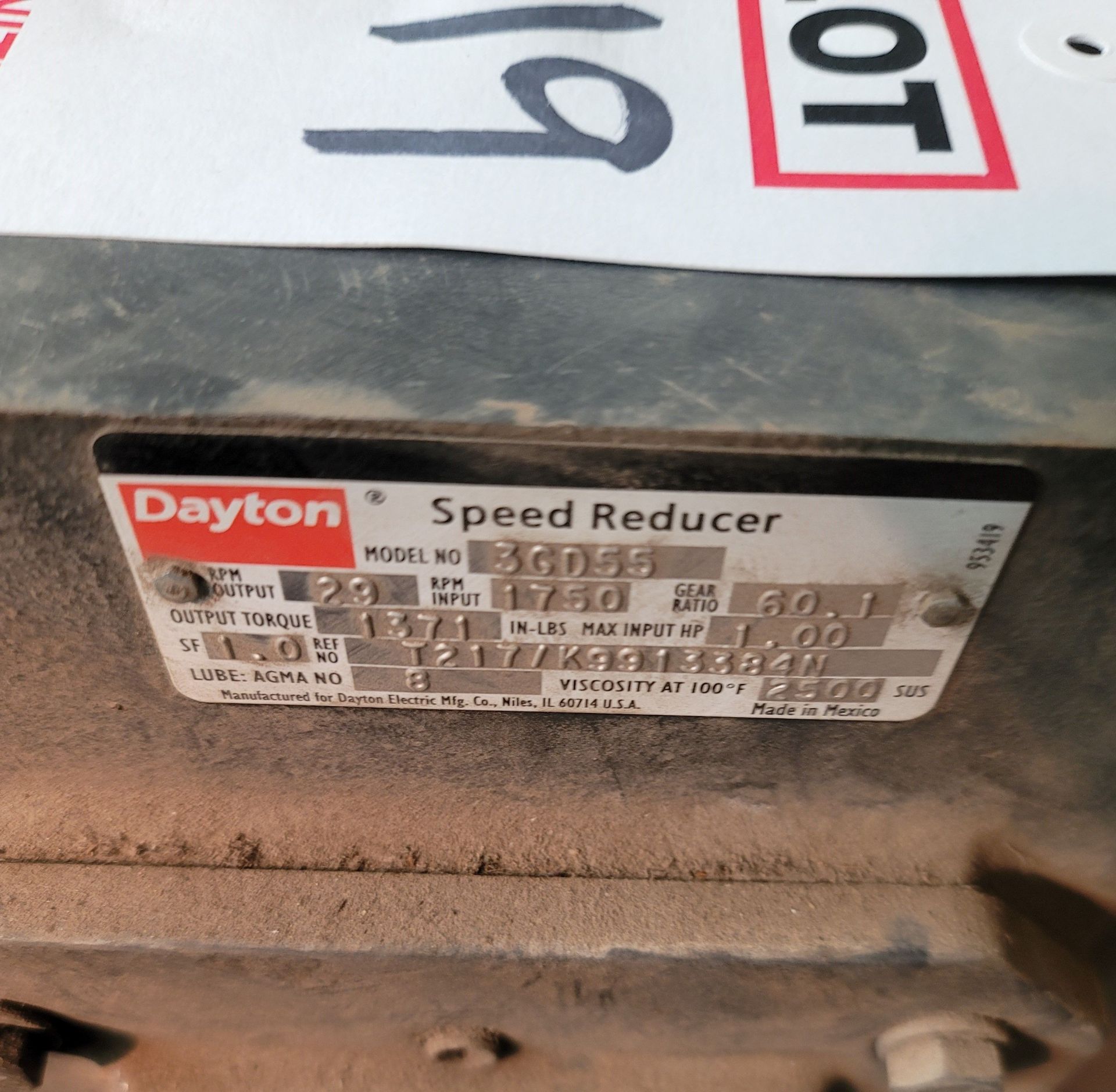 DAYTON SPEED REDUCER, MODEL 3GD55 - Image 3 of 3