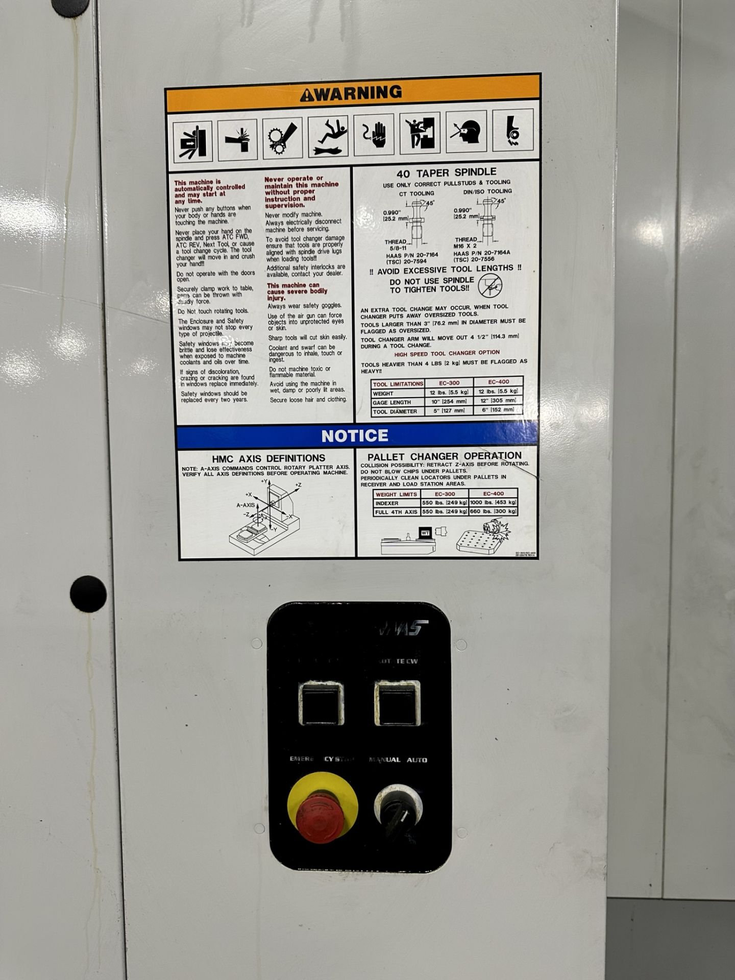 2005 HAAS EC400-4AX HORIZONTAL MACHINING CENTER, FULL 4TH AXIS, XYZ TRAVELS: 20'' X 20'' X 20'', - Image 36 of 40