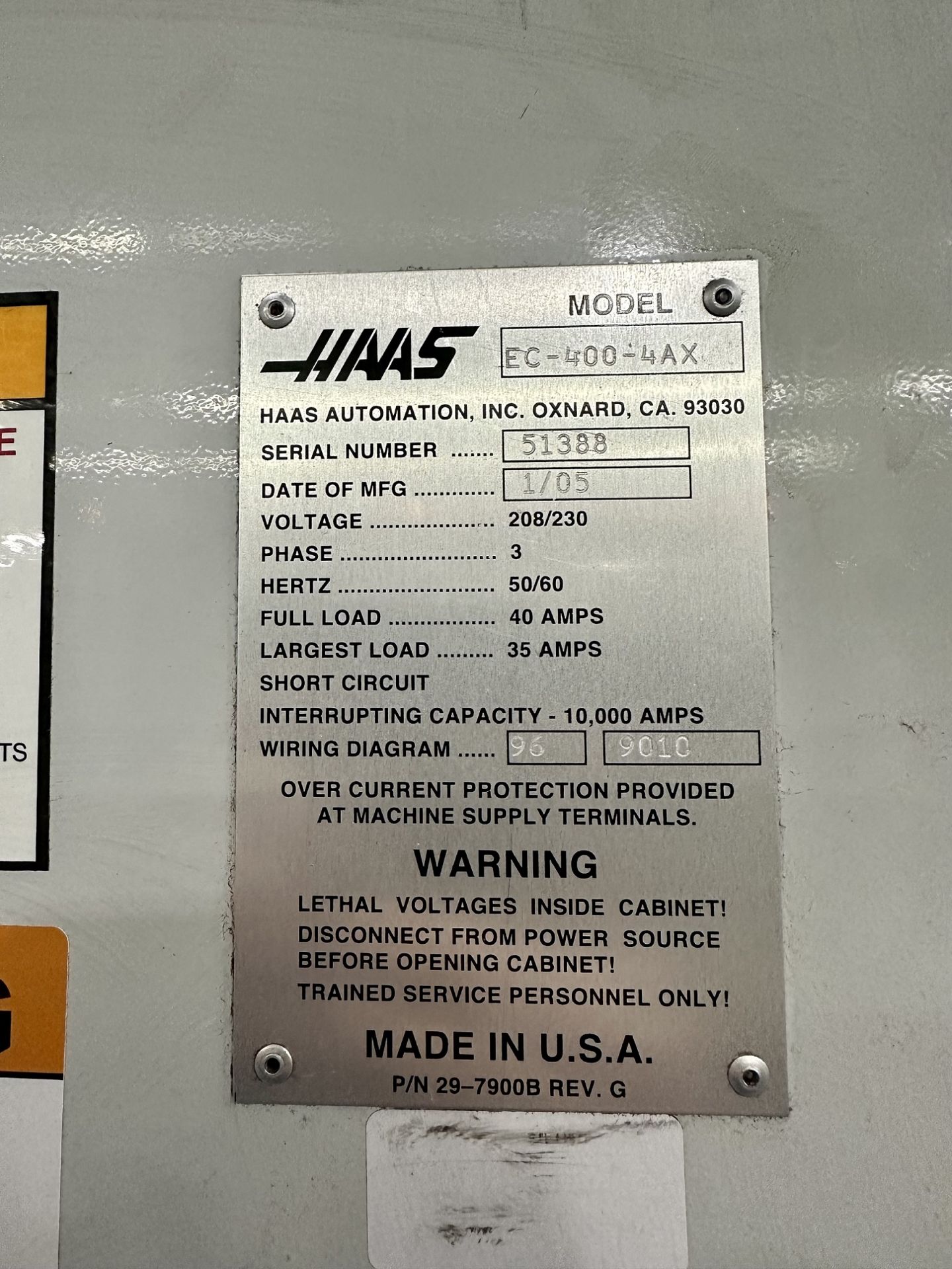 2005 HAAS EC400-4AX HORIZONTAL MACHINING CENTER, FULL 4TH AXIS, XYZ TRAVELS: 20'' X 20'' X 20'', - Image 39 of 40