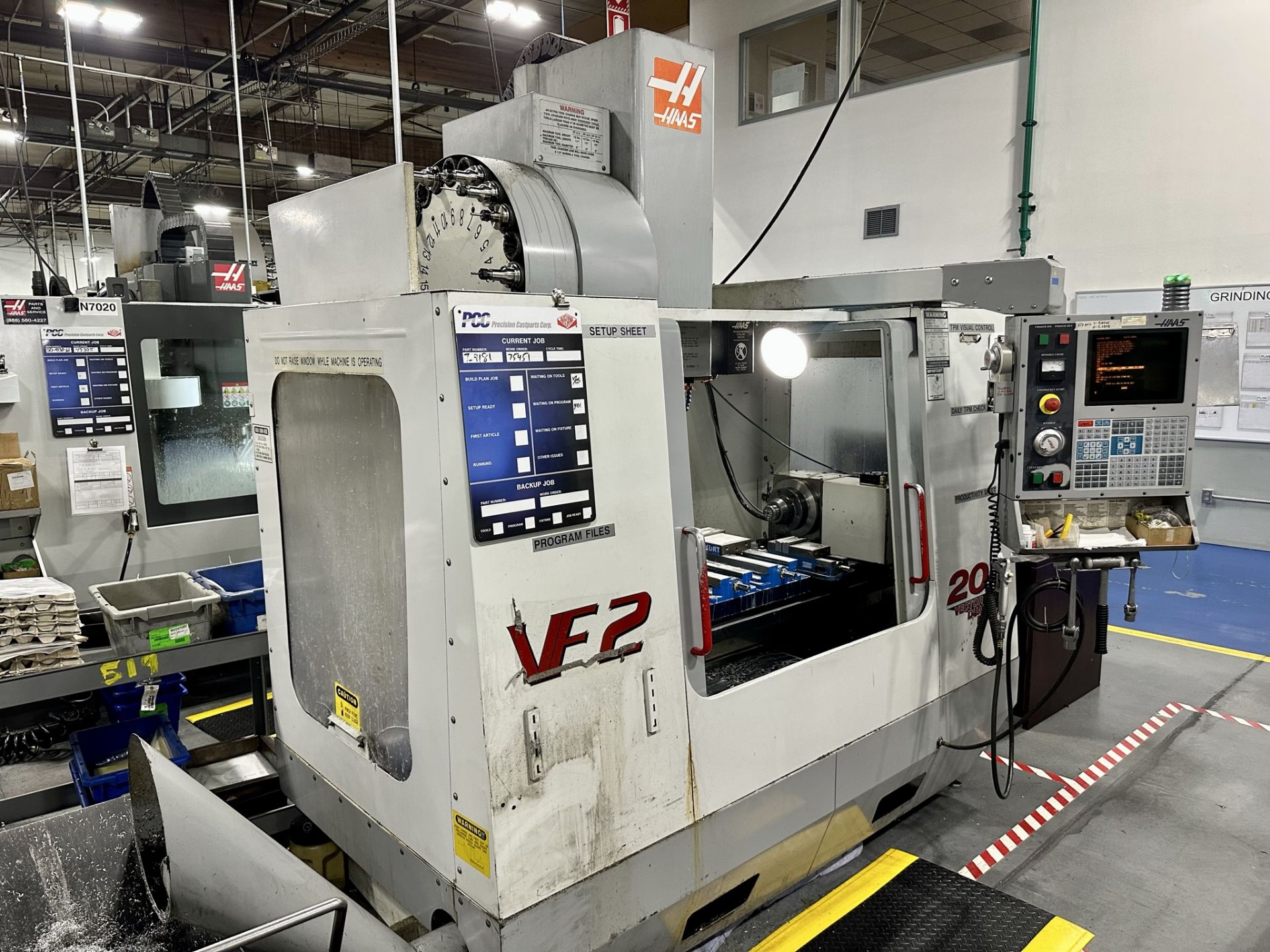 2002 HAAS VF-2D VERTICAL MACHINING CENTER, XYZ TRAVELS: 30" X 16" X 20", 36" X 14" TABLE, 20 HP, 7, - Image 22 of 25