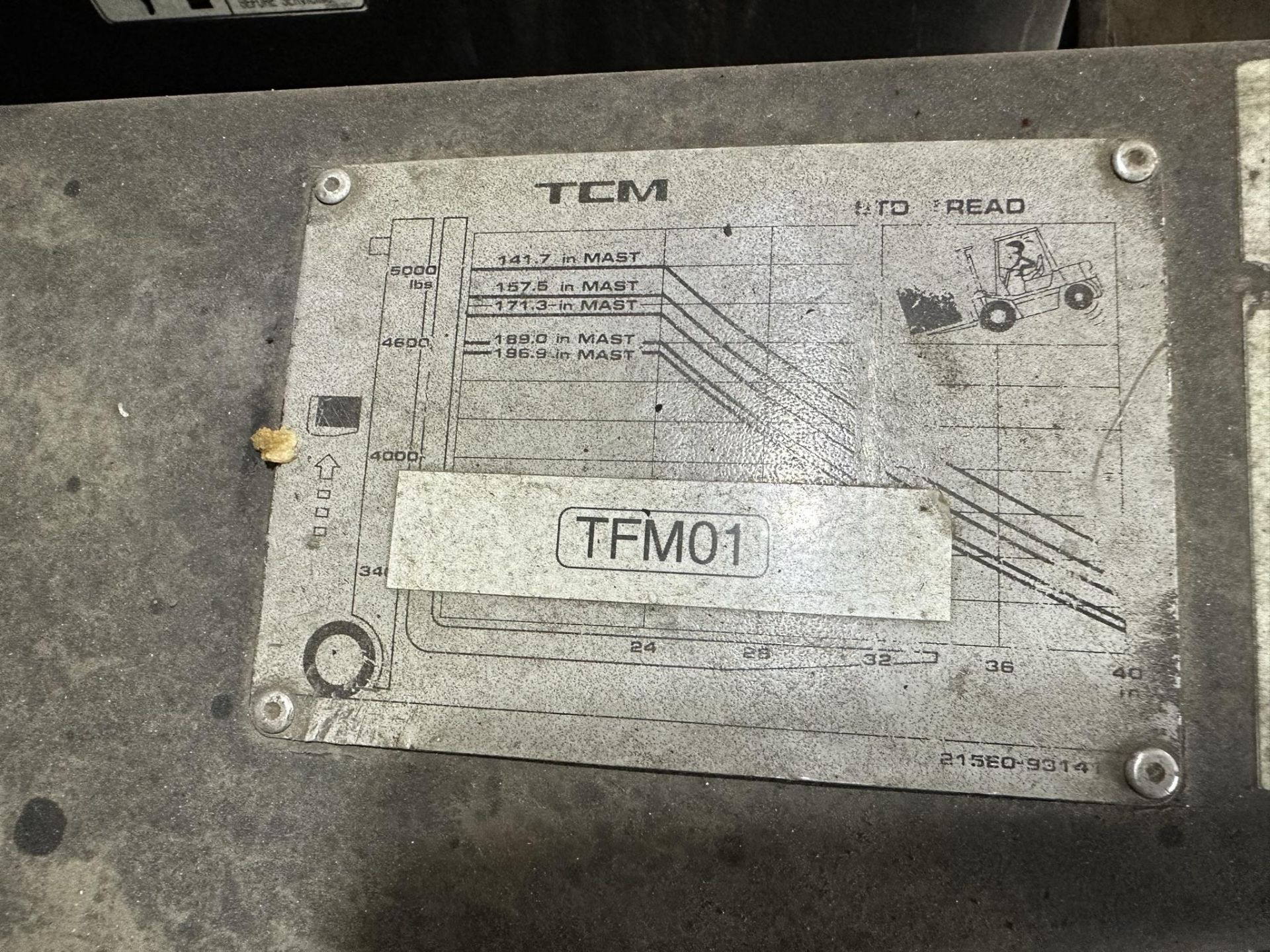 TCM LPG FORKLIFT, 4,600 LB CAPACITY, MODEL FCG25T7T, 3-STAGE MAST, SOLID TIRES, 52" FORKS, 09869 - Image 14 of 15