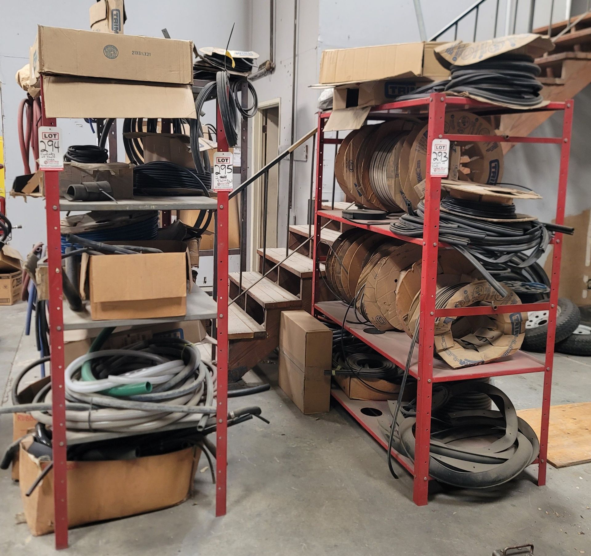 LOT - (2) STEEL SHELF UNITS, 57" X 27" X 6' HT, CONTENTS NOT INCLUDED, (DELAYED PICKUP UNTIL JUNE