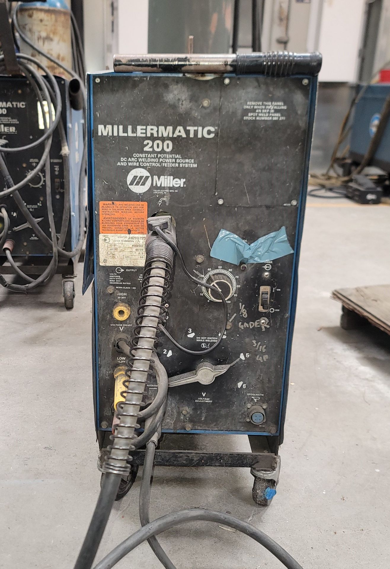 MILLERMATIC 200 WELDING POWER SOURCE, STOCK NO. 048291, S/N JH298273, GAS CYLINDER NOT INCLUDED - Image 3 of 3