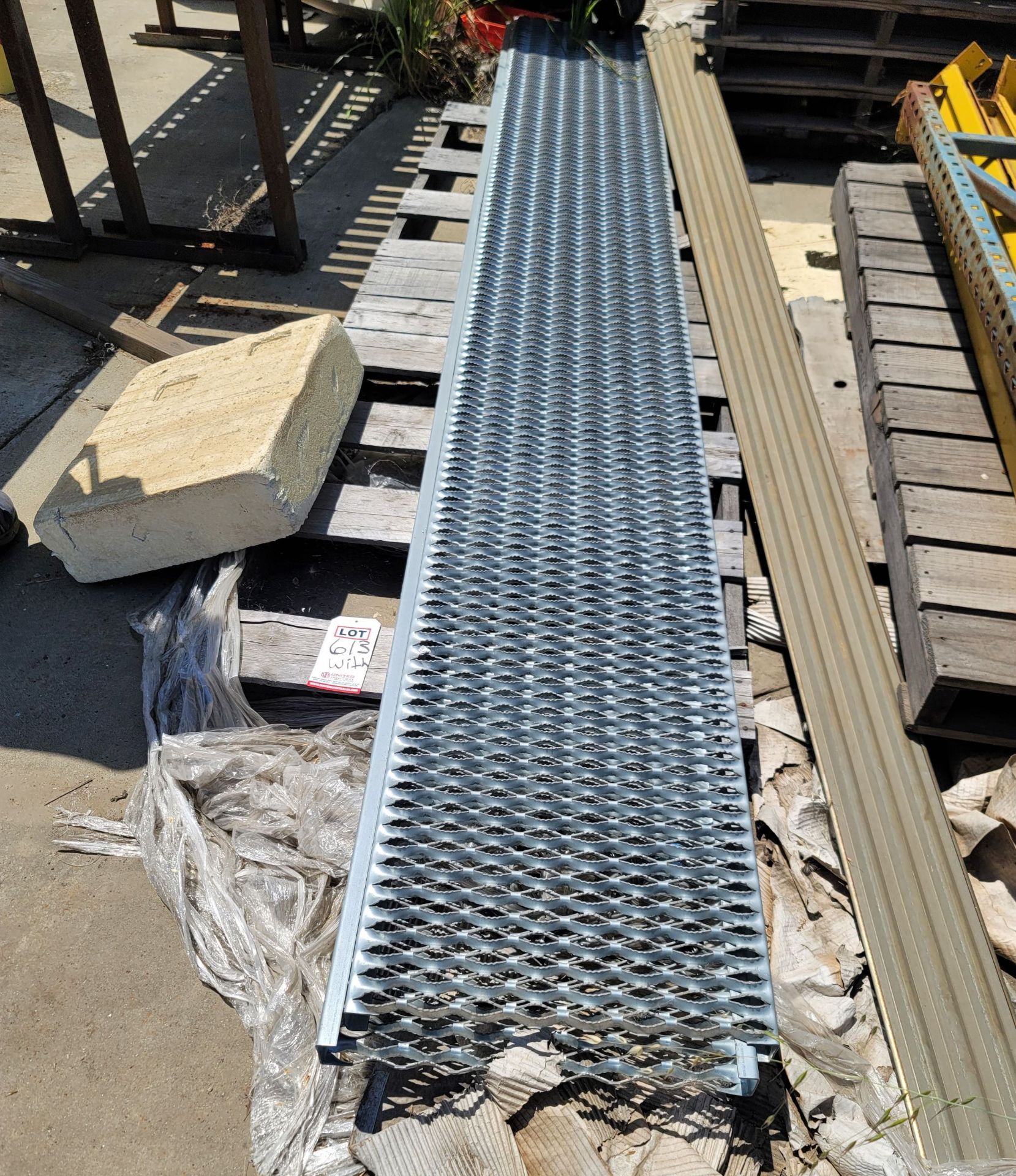 LOT - (4) PALLETS OF METAL, INCLUDES GALVANIZED TREAD CHANNEL AND PALLET RACK BEAMS - Image 3 of 4