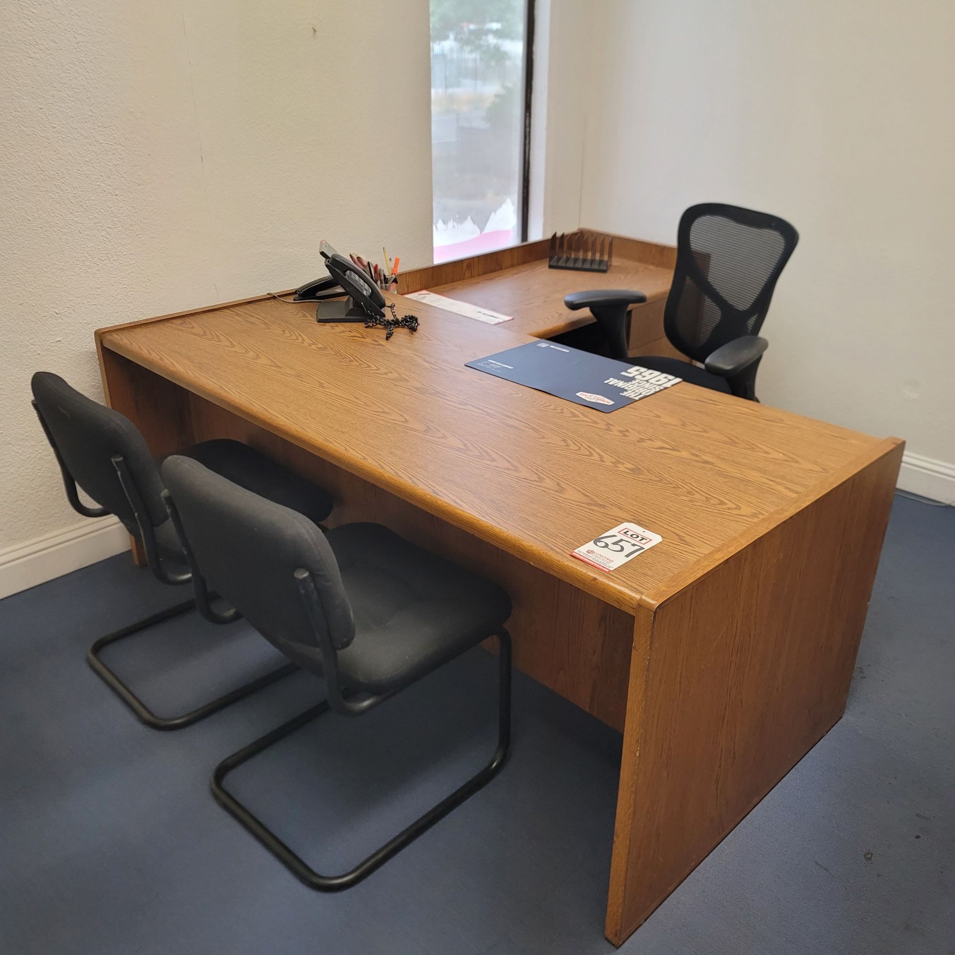 LOT - L-SHAPED DESK AND (3) CHAIRS
