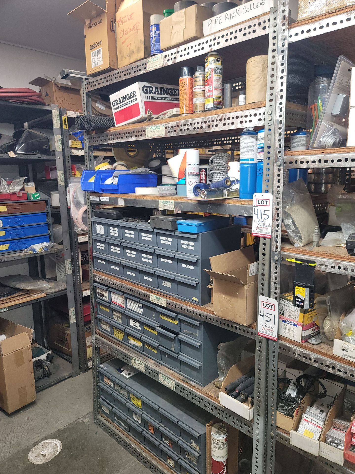 LOT - CONTENTS ONLY OF SHELF UNIT, TO INCLUDE: DRILLS, WELDING ACCESSORIES, 4043 MIG WIRE,