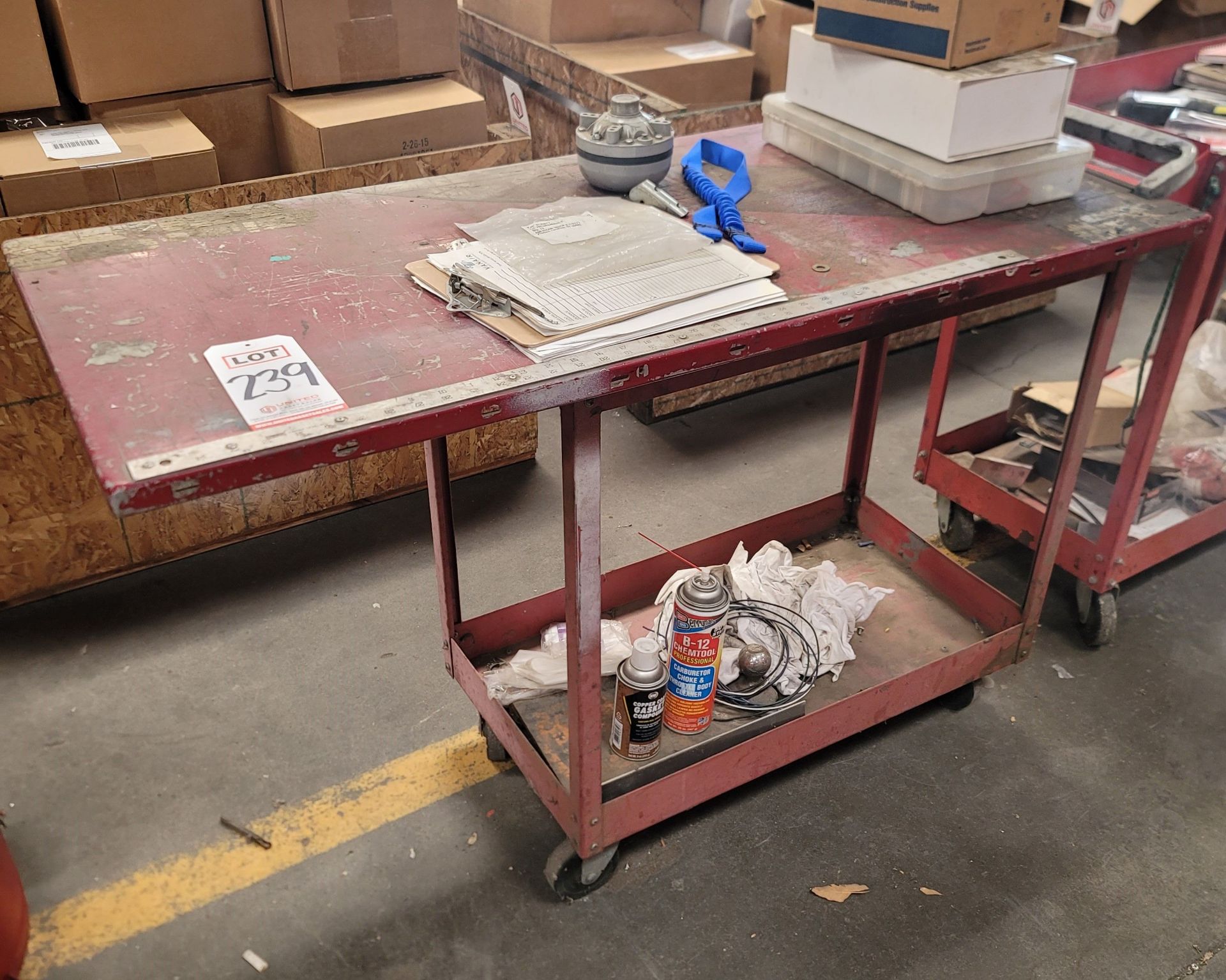 SHOP CART W/ 4' X 21" WORK TOP, CONTENTS NOT INCLUDED