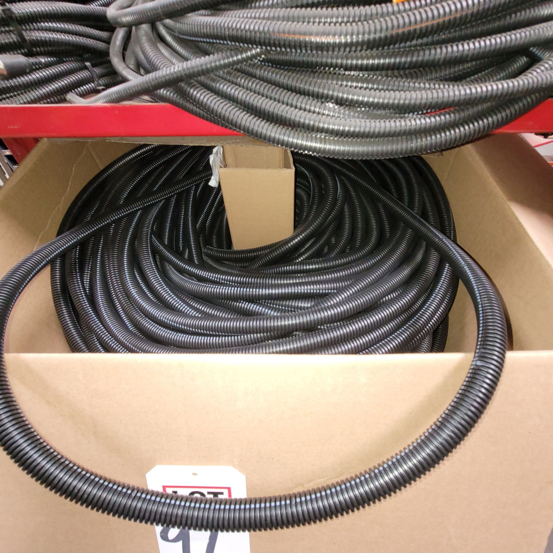 LOT - PRE-MADE WIRING HARNESSES AND BOX OF PLASTIC FLEX WIRE CONDUIT, CART NOT INCLUDED - Image 3 of 3