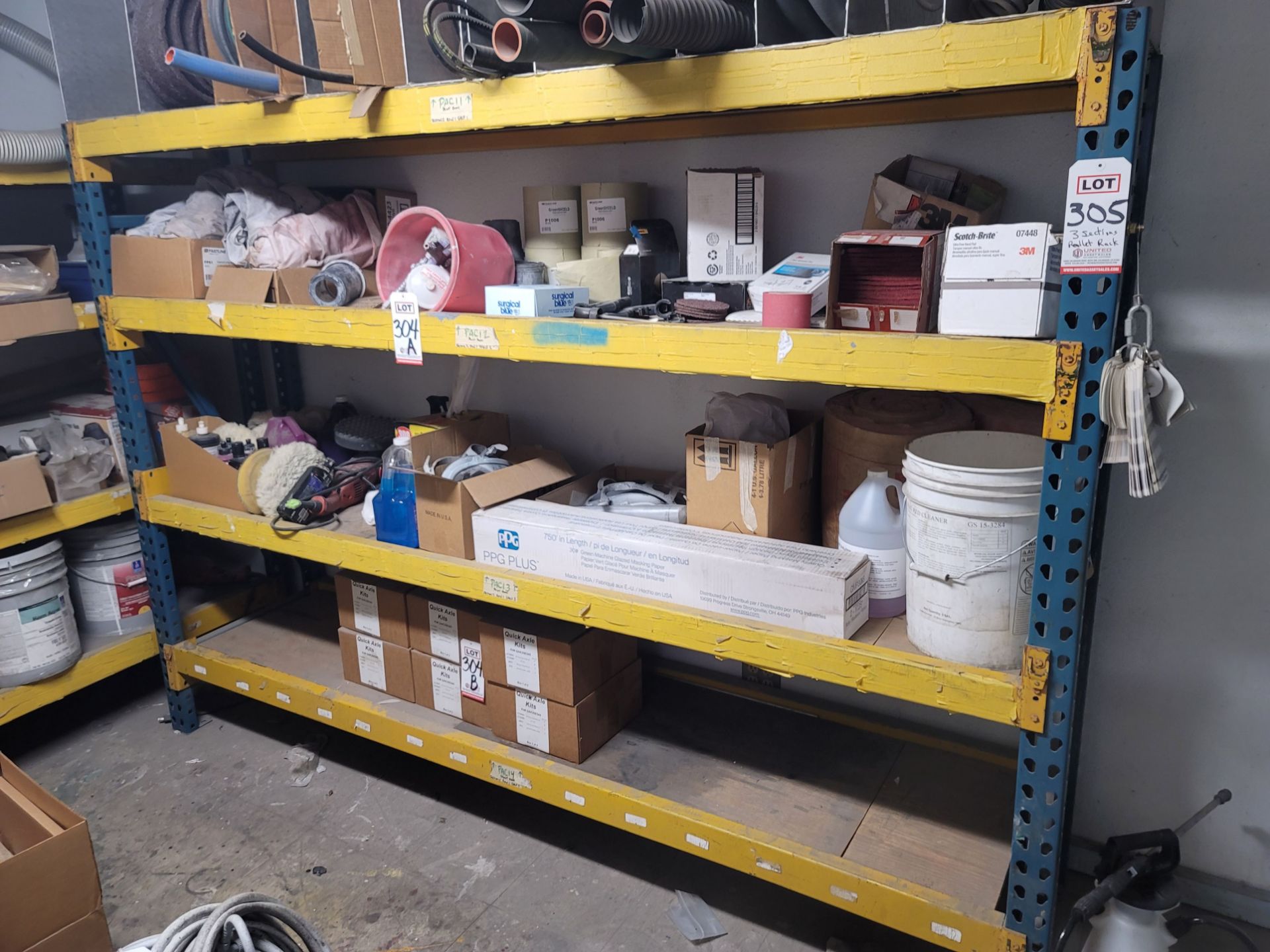 LOT - (3) STAND ALONE SECTIONS OF PALLET RACK, 8' BEAMS, 6' UPRIGHTS, CONTENTS NOT INCLUDED, (