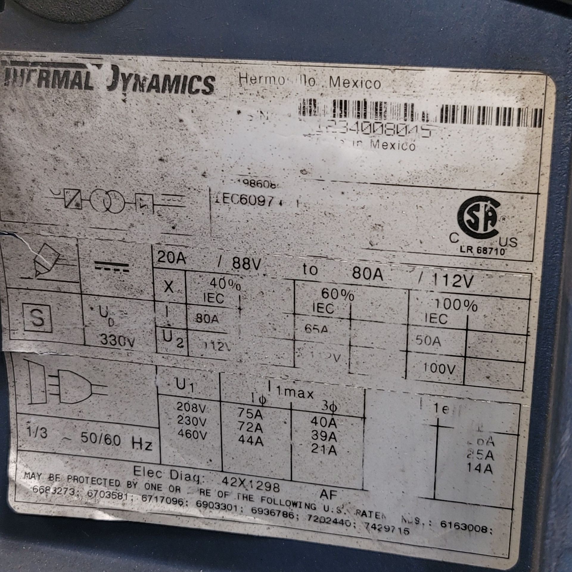 THERMAL DYNAMICS PROFESSIONAL CUTMASTER 82 PLASMA CUTTING SYSTEM, S/N MX4234008045, W/ CART - Image 4 of 4