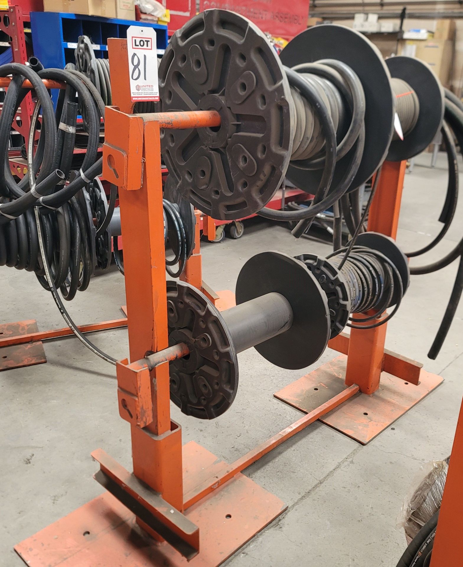 SPOOL DISPENSING RACK, 4' BETWEEN UPRIGHTS, CONTENTS NOT INCLUDED