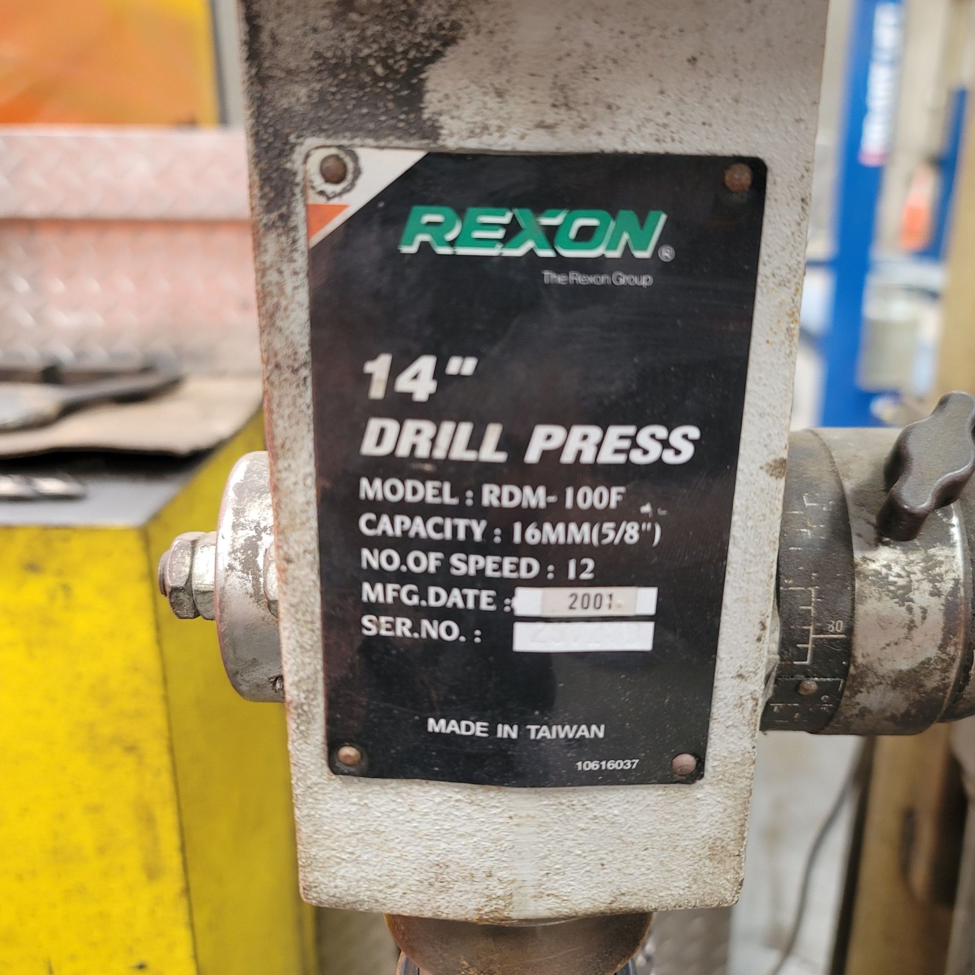 REXON 14" DRILL PRESS, MODEL RDM-100F, 12-SPEED, S/N 257279 - Image 2 of 3