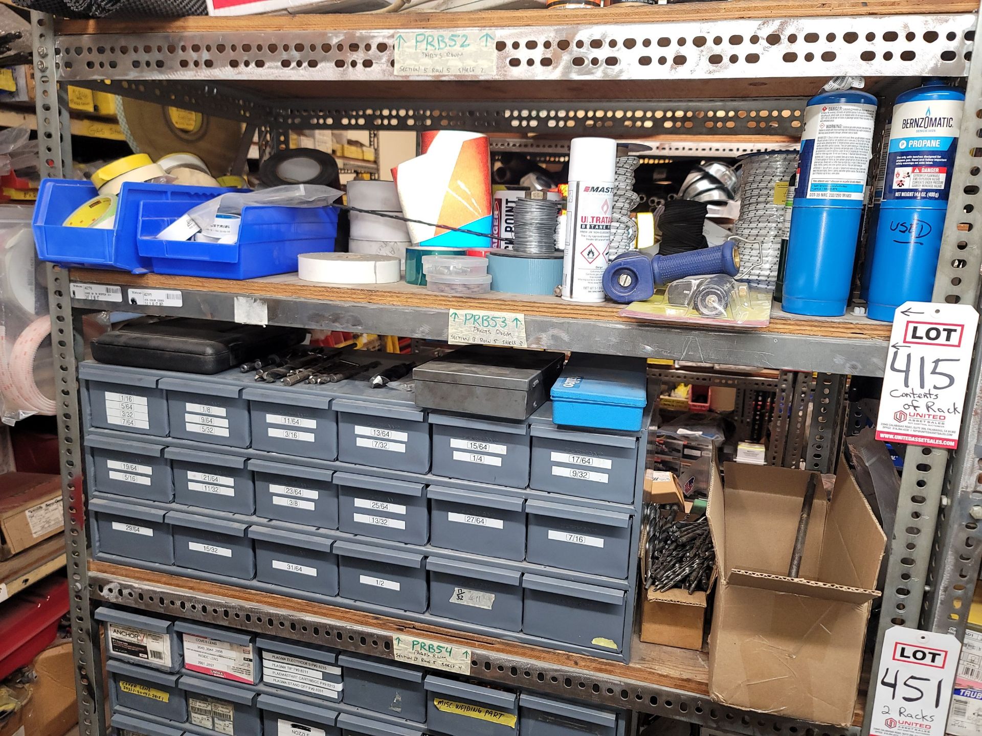 LOT - CONTENTS ONLY OF SHELF UNIT, TO INCLUDE: DRILLS, WELDING ACCESSORIES, 4043 MIG WIRE, - Image 3 of 10