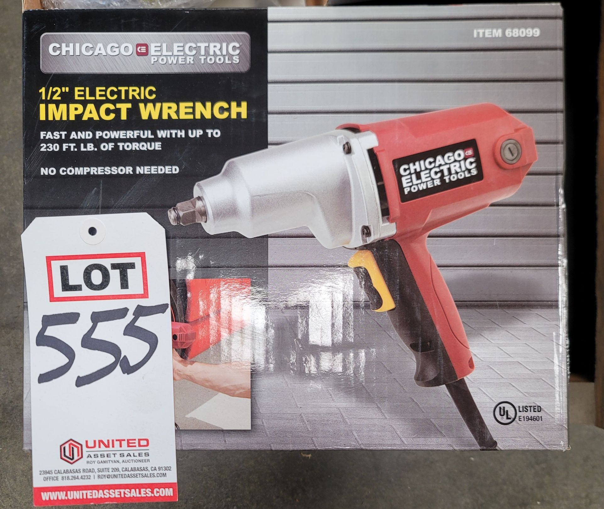 CHICAGO ELECTRIC 1/2" ELECTRIC IMPACT WRENCH, ITEM NO. 68099, UP TO 230 FT LB, NEW