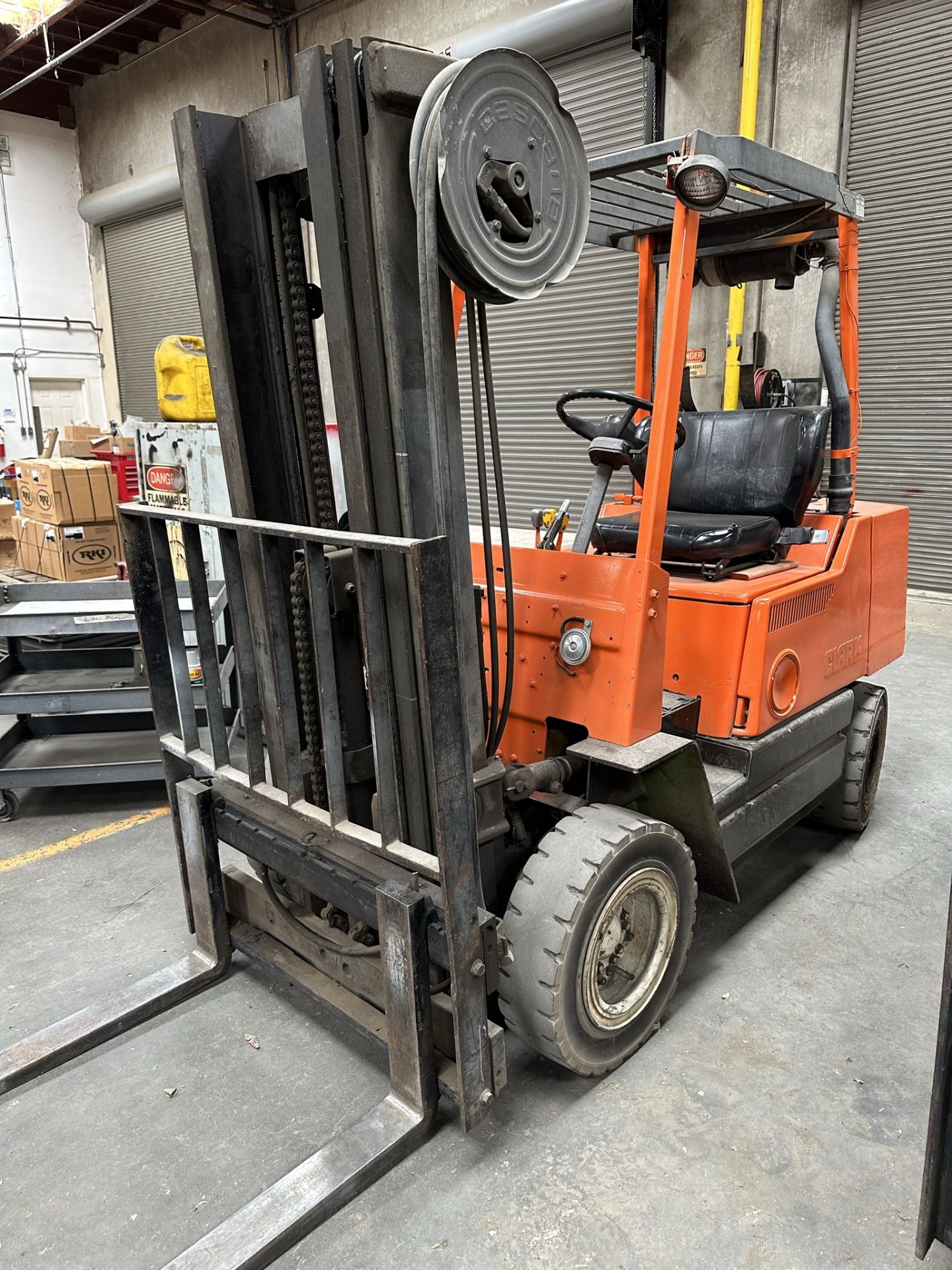 CLARK LPG FORKLIFT, MODEL GPX25, 5,000 LB CAPACITY, SIDE SHIFT, 3-STAGE MAST, 4' FORKS, SOLID TIRES,