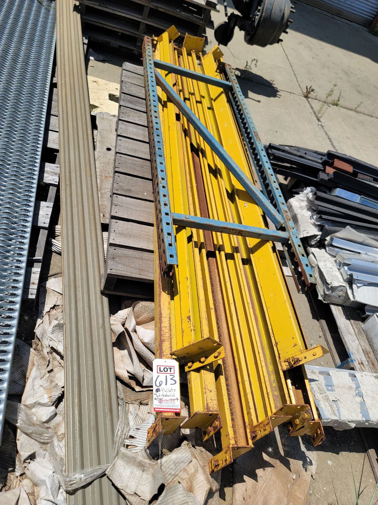 LOT - (4) PALLETS OF METAL, INCLUDES GALVANIZED TREAD CHANNEL AND PALLET RACK BEAMS - Image 2 of 4