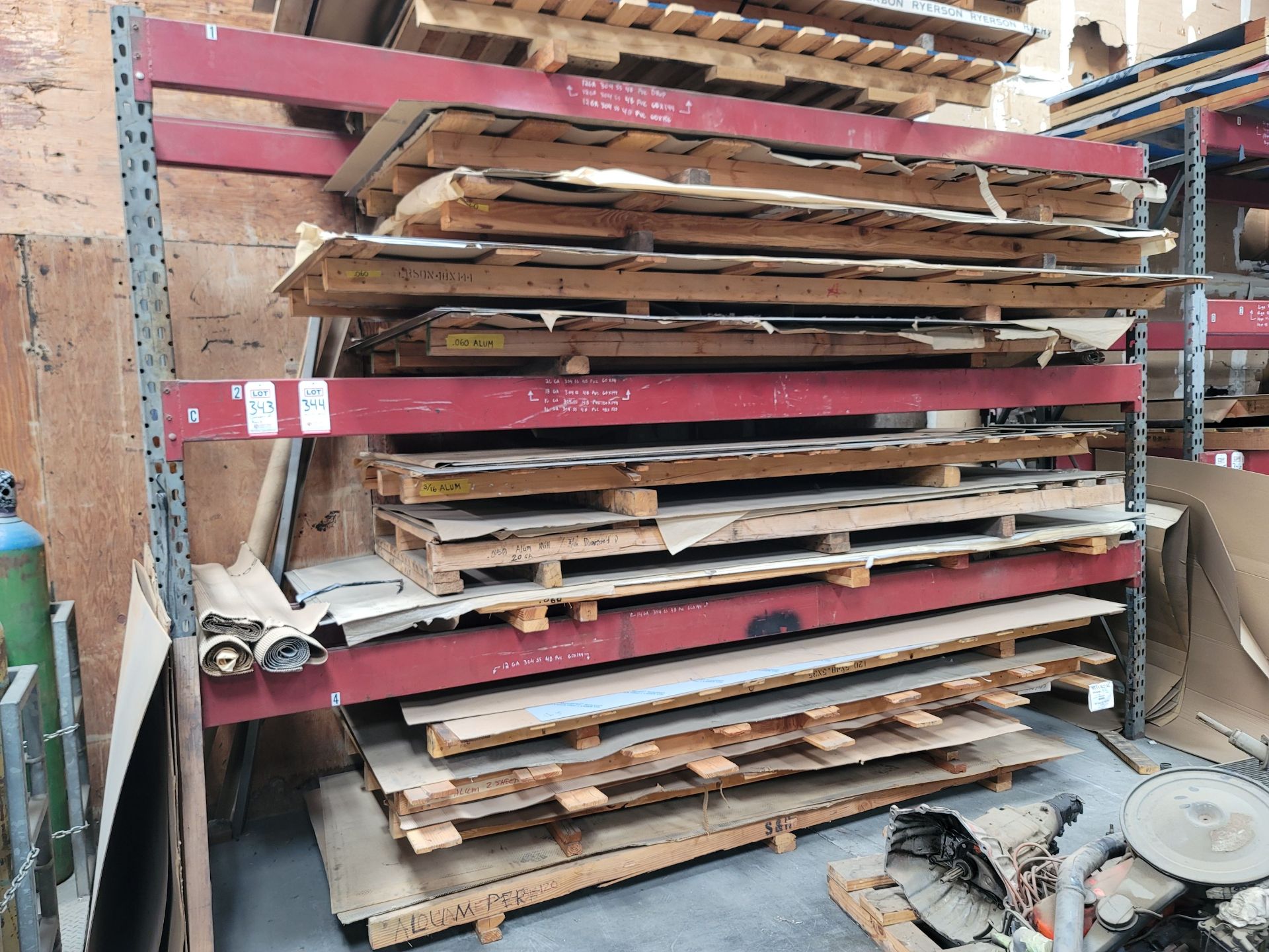 LOT - (1) SECTION OF PALLET RACK, 12' BEAMS, 10' UPRIGHTS, CONTENTS NOT INCLUDED, (DELAYED PICKUP