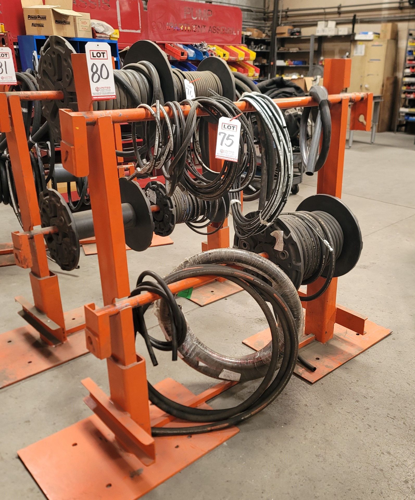 SPOOL DISPENSING RACK, 4' BETWEEN UPRIGHTS, CONTENTS NOT INCLUDED