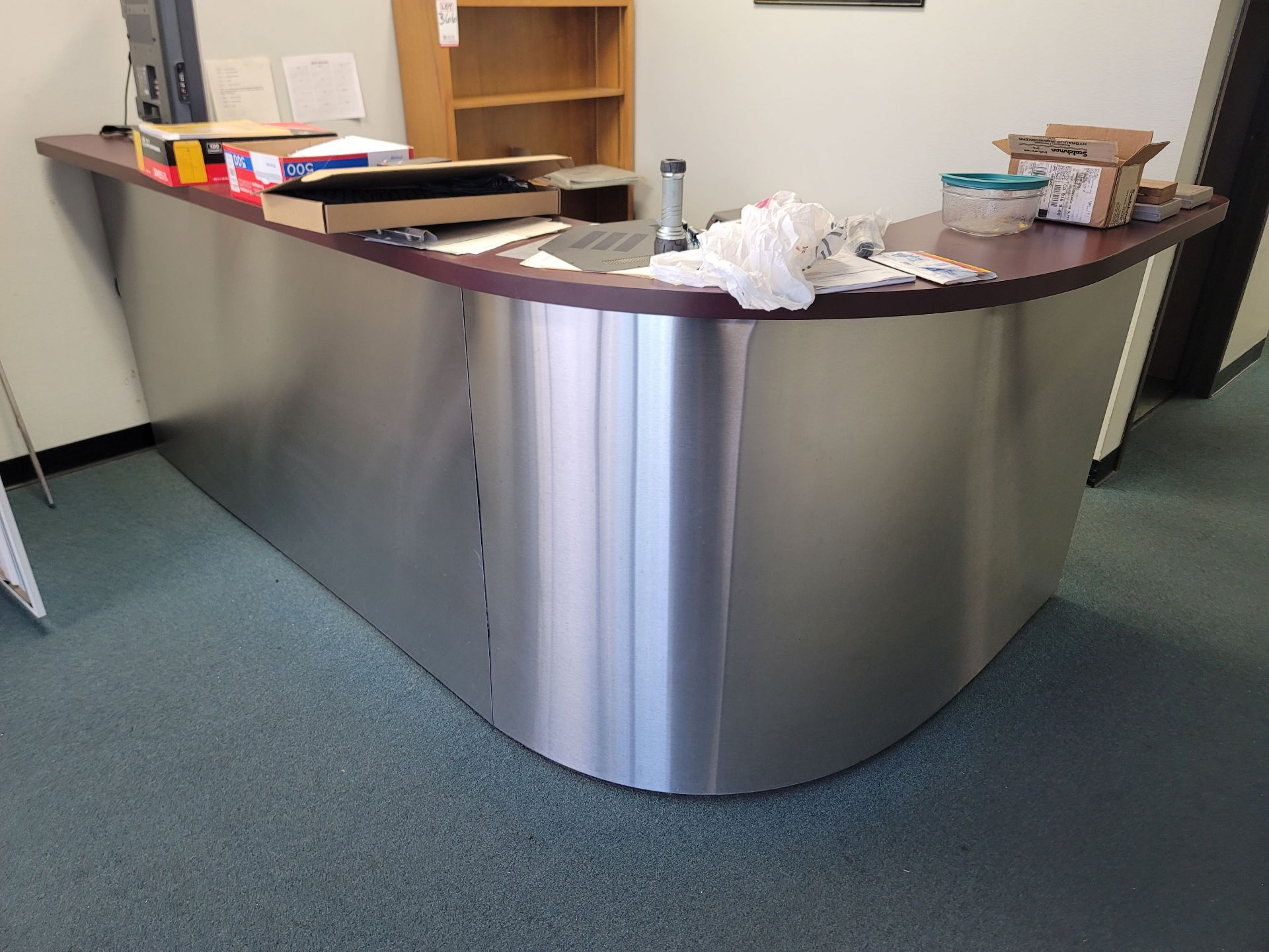L-SHAPED RECEPTION DESK, 8-1/2' X 5', CONTENTS NOT INCLUDED - Image 2 of 2