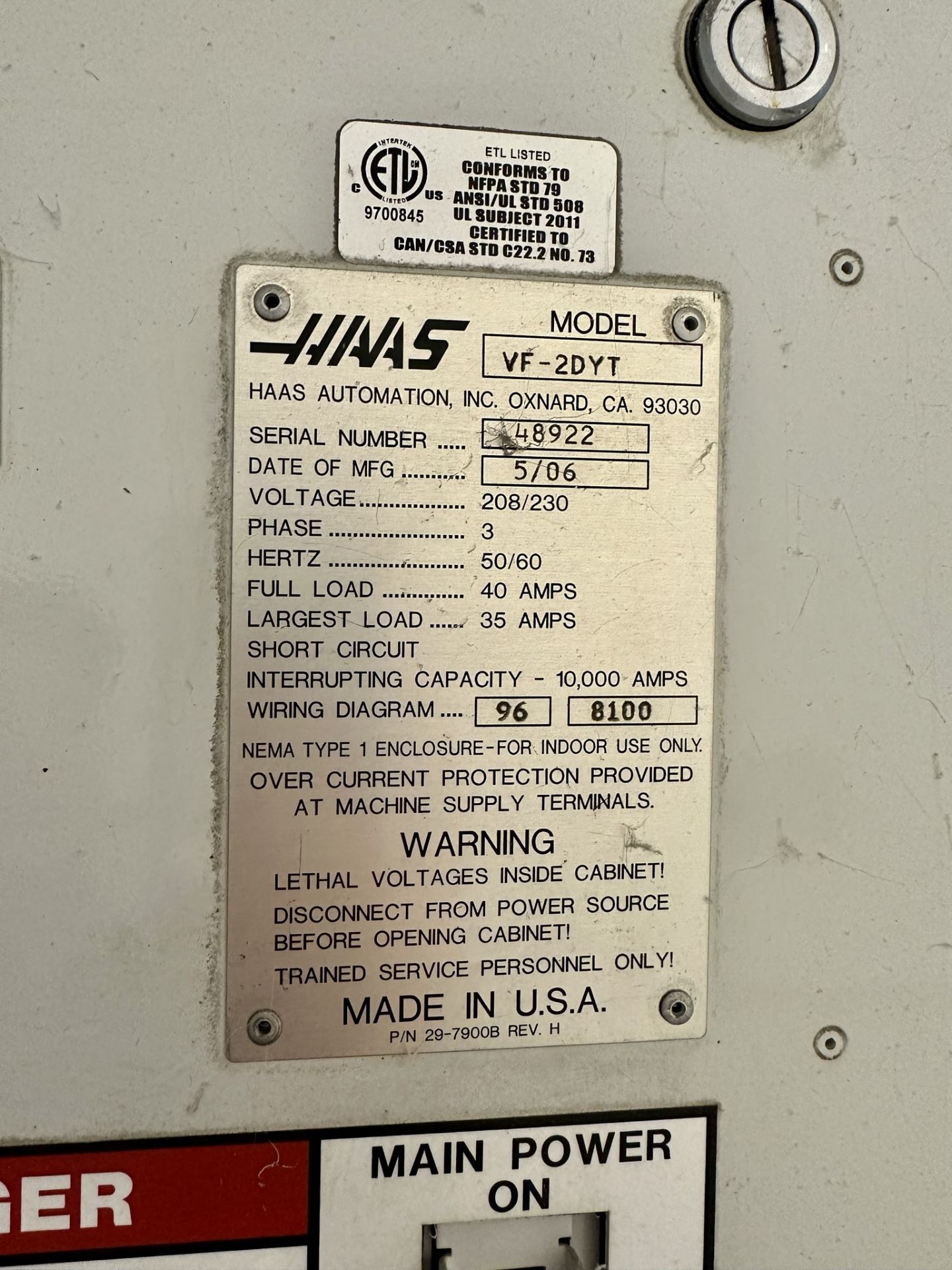 2006 HAAS VF-2DYT VERTICAL MACHINING CENTER, HAAS VOP-A, XYZ EXTENDED TRAVELS: 30" X 20" X 20", - Image 20 of 21