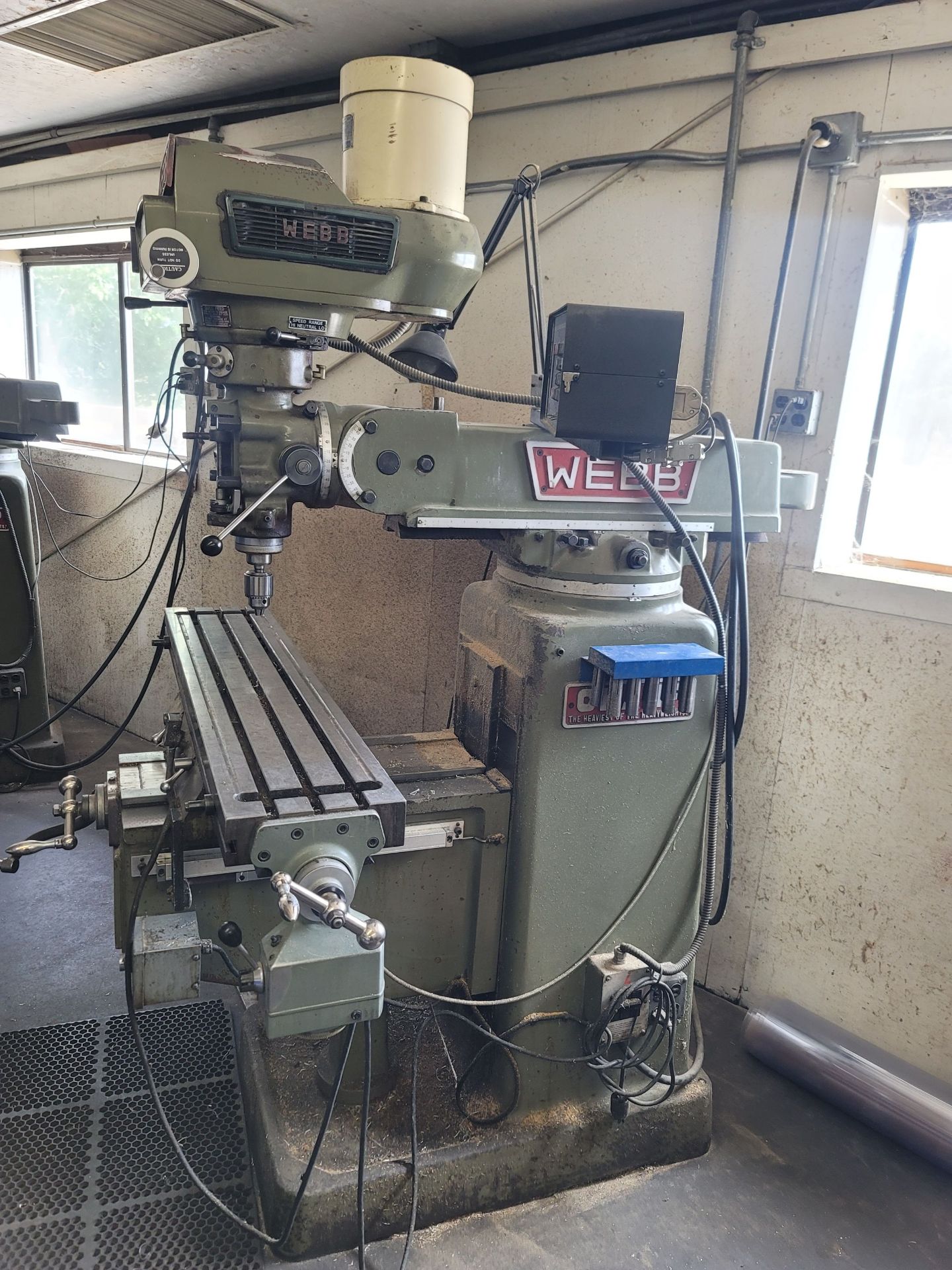 WEBB 3VK VERTICAL MILL, 50" X 10" TABLE, POWER FEED, COLLETS SARGON DRO, S/N 803171 - Image 4 of 7