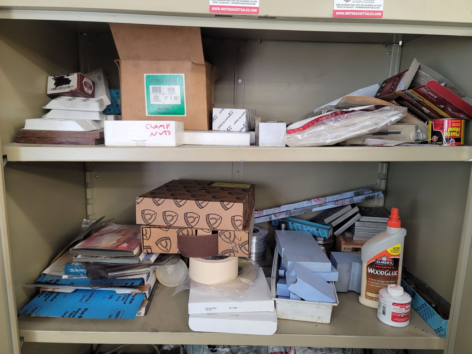 LOT - CONTENTS ONLY OF CABINET, TO INCLUDE: SAND PAPER, TAPE, MOLD PREP, SHOP RAGS, ACETONE, SCRAP - Image 2 of 4