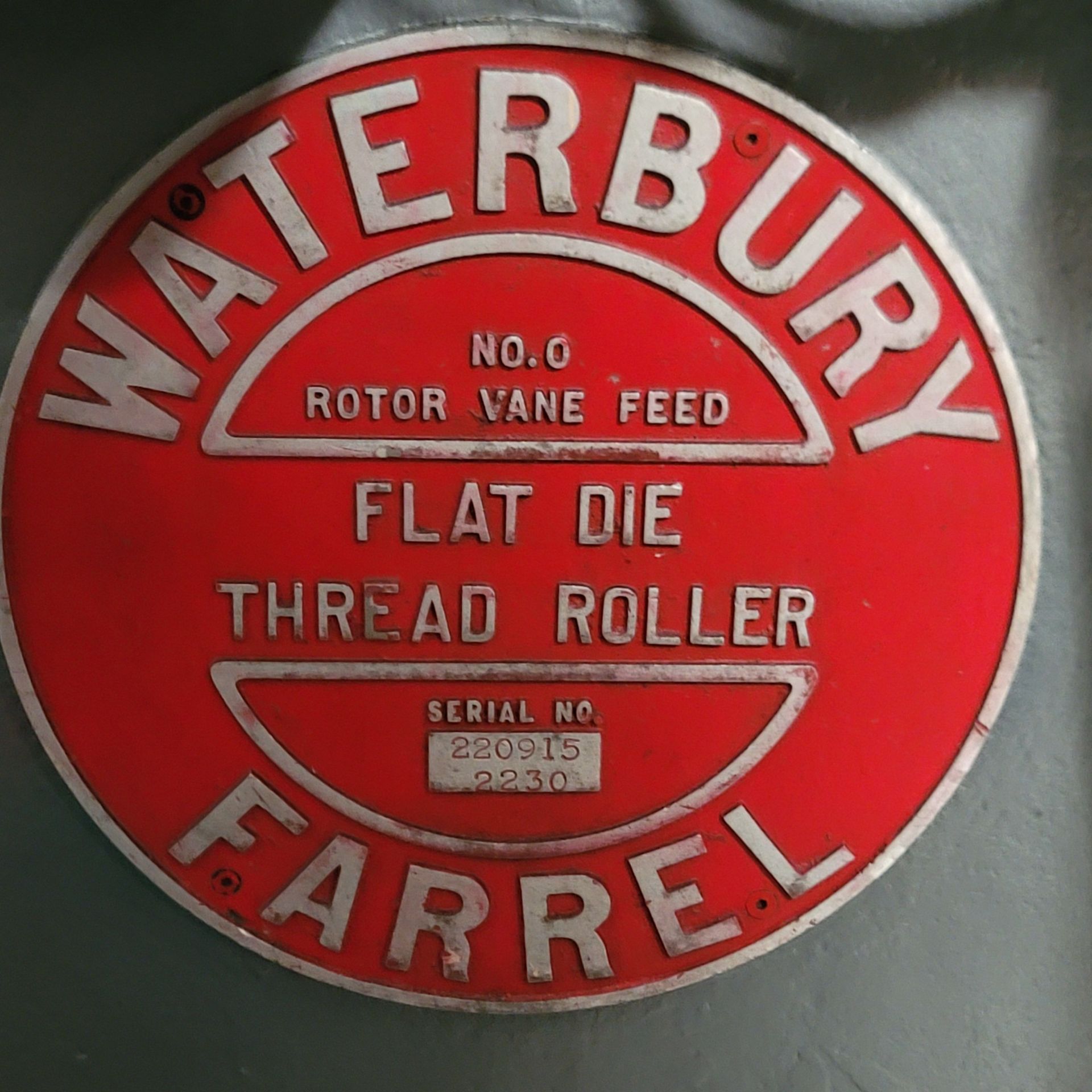 WATERBURY FARREL NO. 0 ROTOR VANE FEED, FLAT DIE THREAD ROLLER, S/N 220915-2230, (LOCATION: - Image 4 of 4