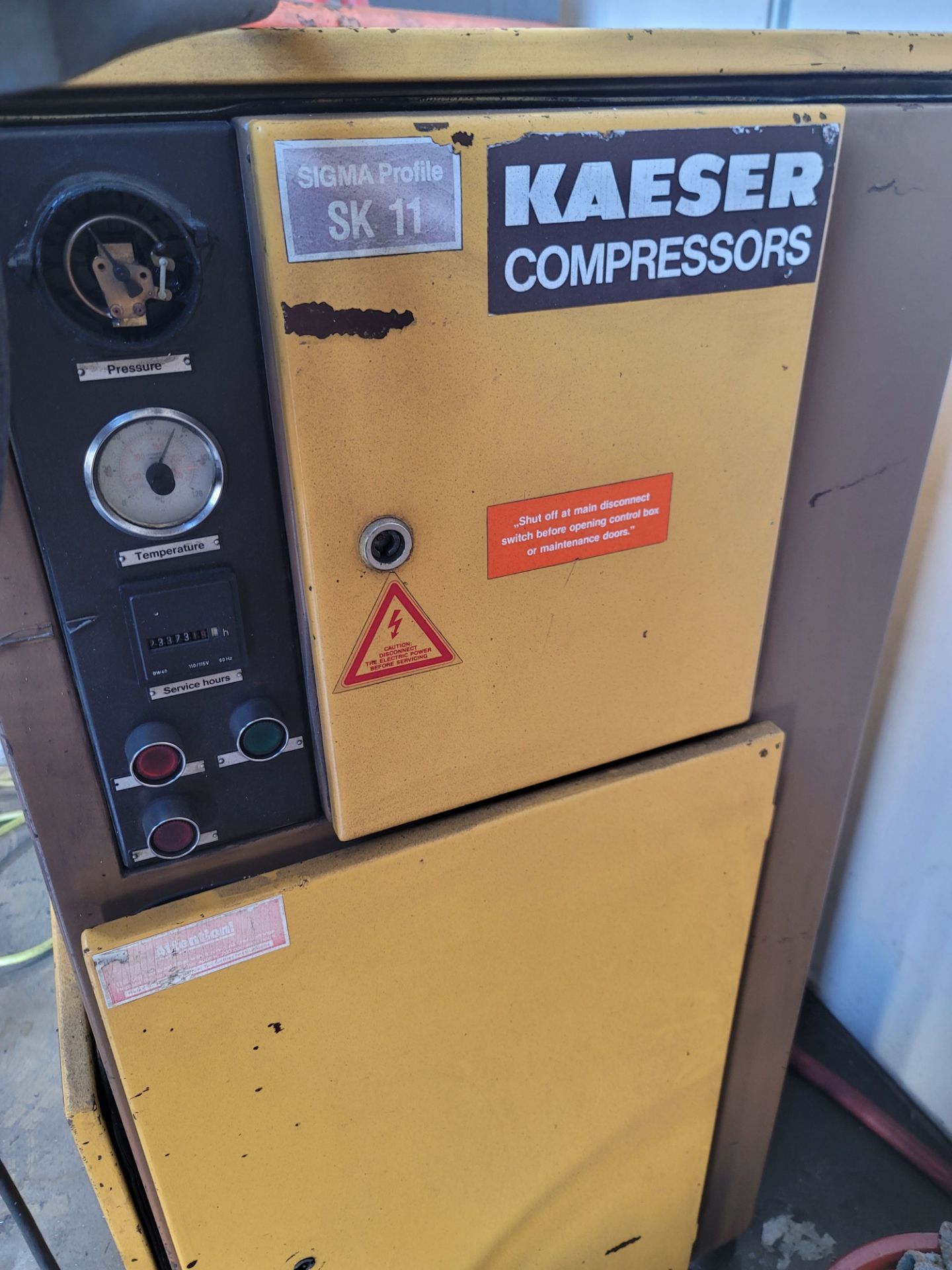 KAESER SK11 ROTARY SCREW AIR COMPRESSOR, 10 HP, 23,230 HOURS - Image 2 of 2