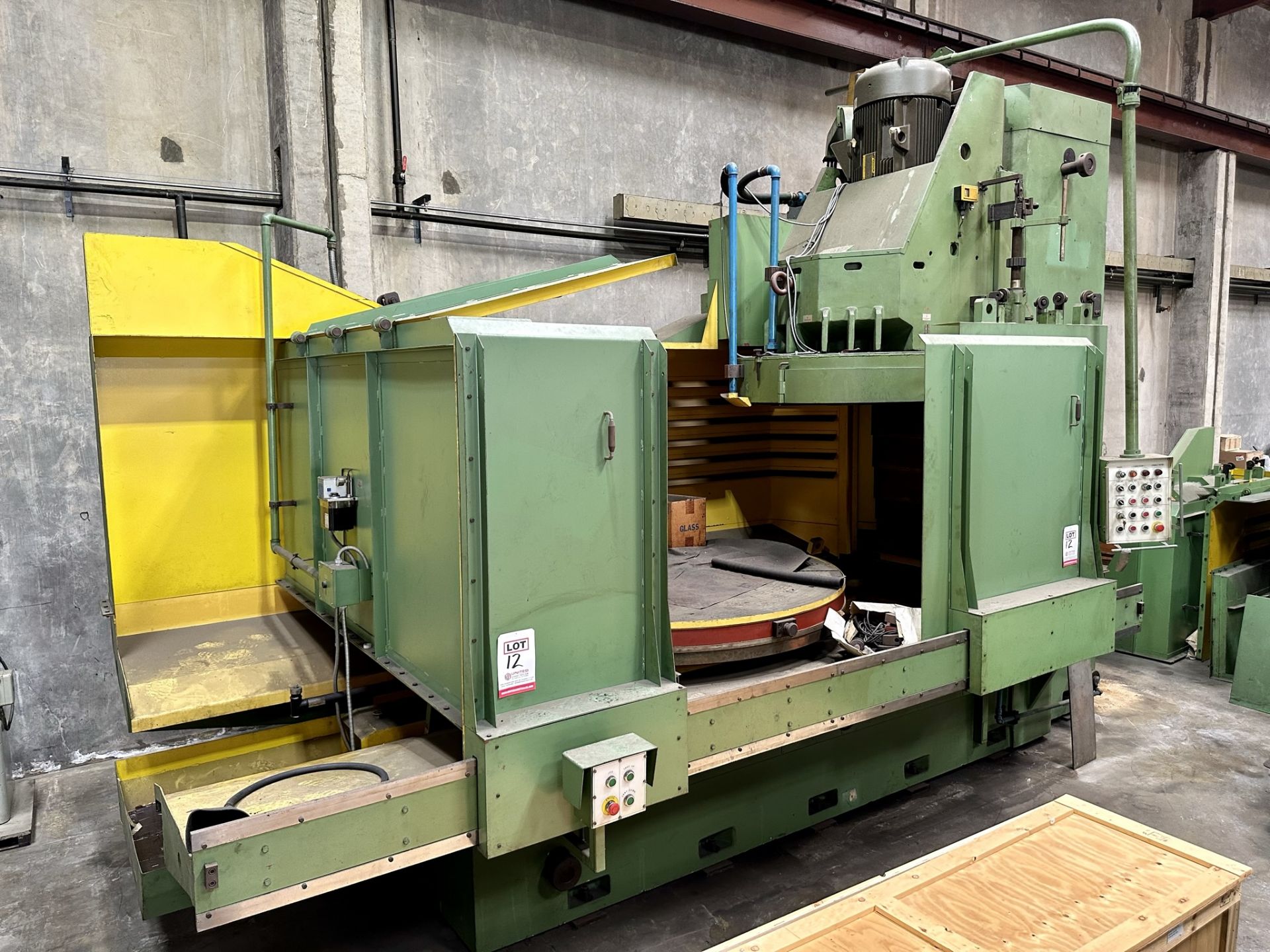 WMW VERTICAL SPINDLE ROTARY SURFACE GRINDER, 84" MAGNETIC TABLE, 200 HP, NEW, UNDER POWER