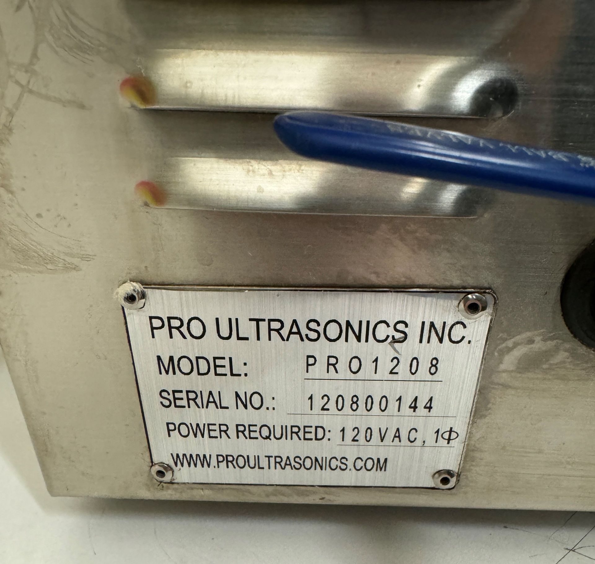 PRO ULTRASONICS ULTRASONIC CLEANER, MODEL PRO1208, CLEANING TANK: 12" X 8" X 9", S/N 120800144 - Image 5 of 6