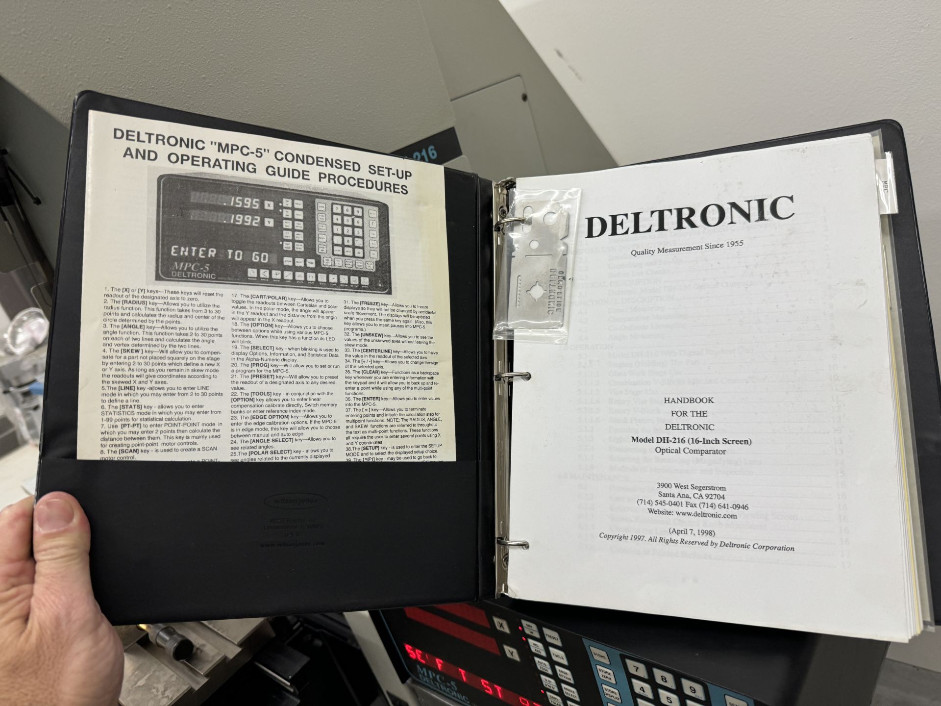 DELTRONIC DH 216-MPC-5-E OPTICAL COMPARATOR, MPC-5 XY DRO, S/N 306117840 - Image 12 of 13