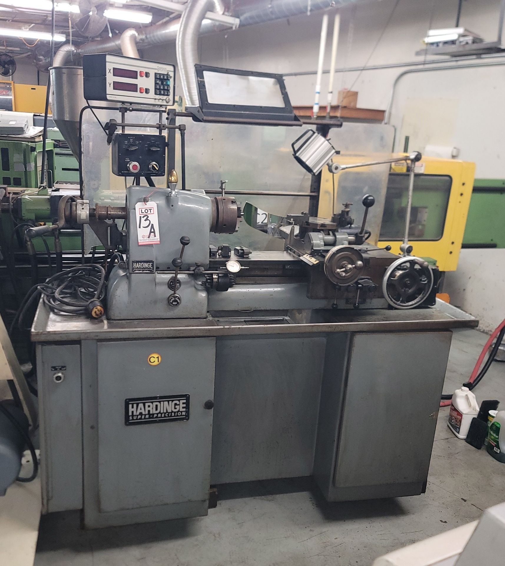 HARDINGE CHUCKER TURRET LATHE, MODEL HC, SARGON DRO, COLLET CLOSER, 6" 3-JAW CHUCK