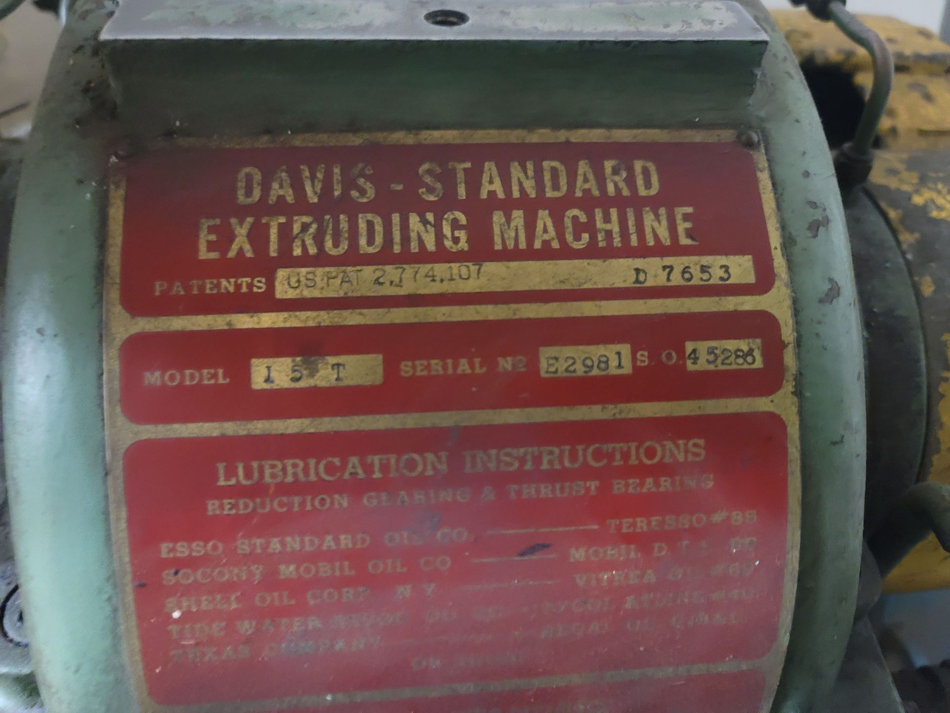 DAVIS-STANDARD EXTRUDING MACHINE, MODEL 15T, 1" SINGLE SCREW, S/N E2981 - Image 5 of 6