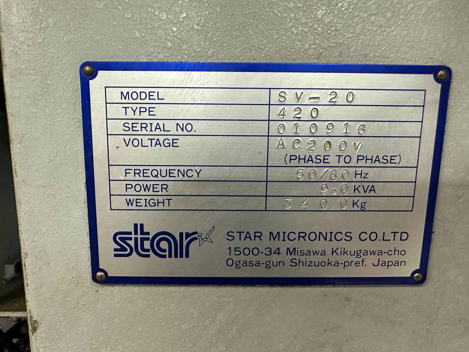 1997 STAR MICRONICS SV-20 TYPE 420 SWISS TYPE LATHE, FANUC SERIES 16T CNC CONTROL, 20MM, MAIN - Image 15 of 15