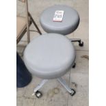 LOT - (2) UPHOLSTERED OPERATOR'S STOOLS, ON CASTERS