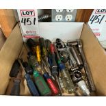 LOT - (4) BOXES OF HAND TOOLS AND SAND PAPER