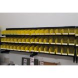 LOT - (2) WALL SHELF UNITS W/ 3-1/2" X 11" PARTS BINS, EMPTY, EACH SHELF IS 31-1/2"W X 10-1/2"D X